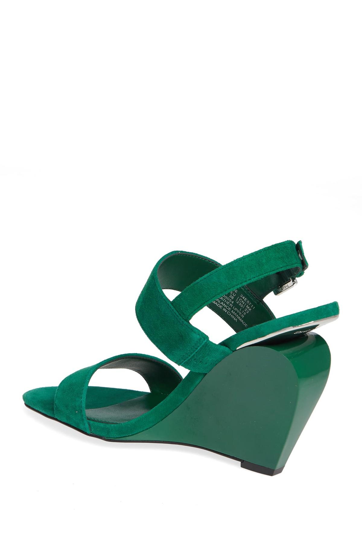 Calvin Klein Leslie Suede Wedge Sandal in Green Lyst