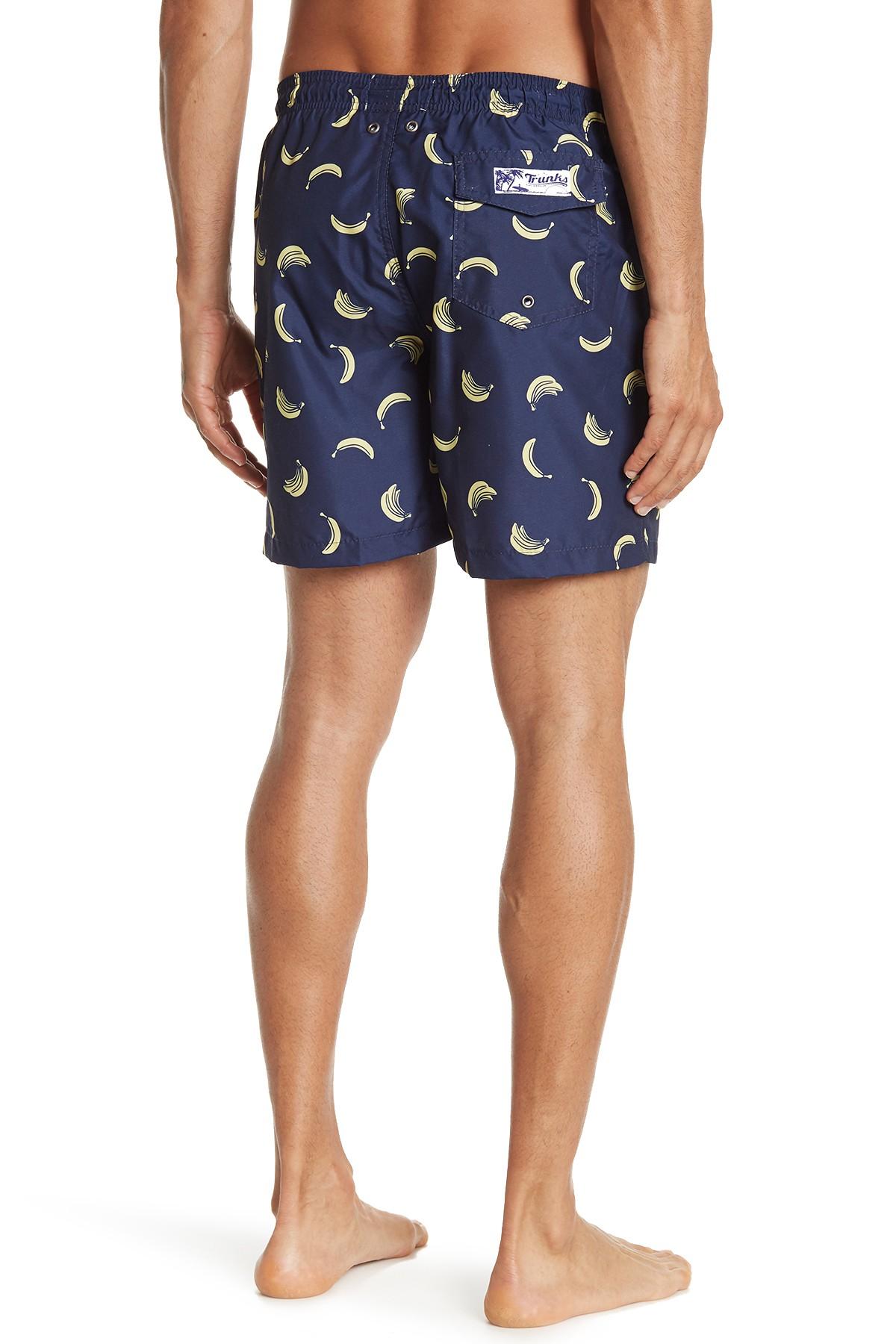 Trunks Surf & Swim Synthetic Sano Patterned Swim Shorts in Marine (Blue