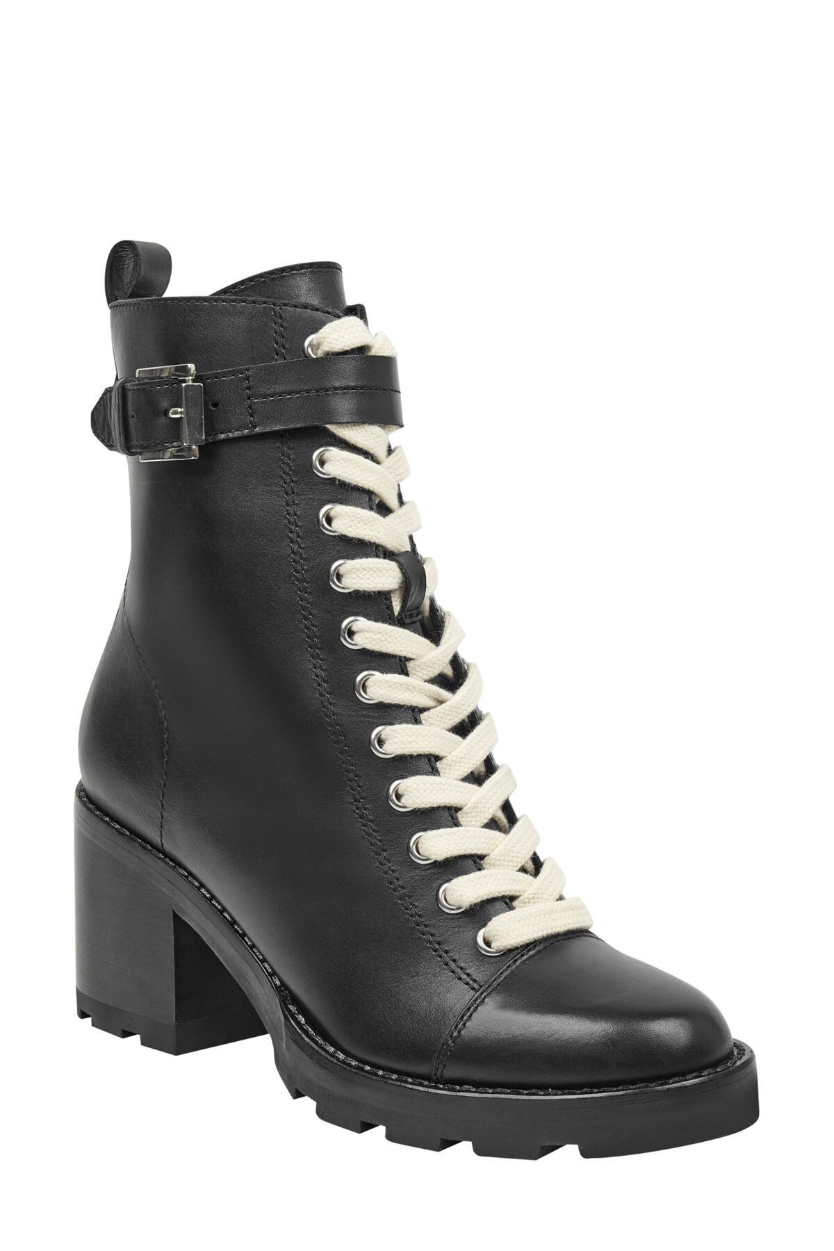 Marc Fisher Waren Leather Combat Boots in Black Lyst