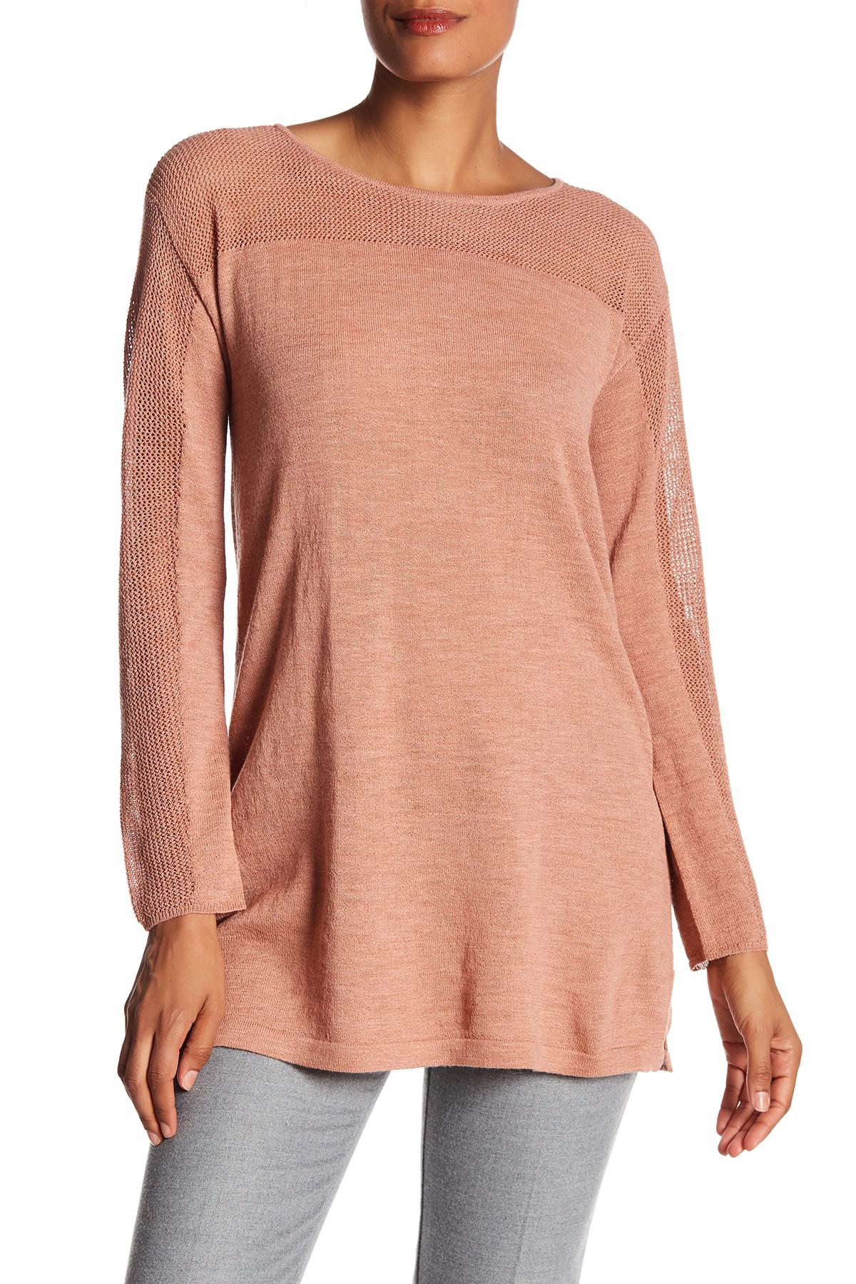 Lyst - Eileen Fisher Bateau Neck Wool Tunic Top