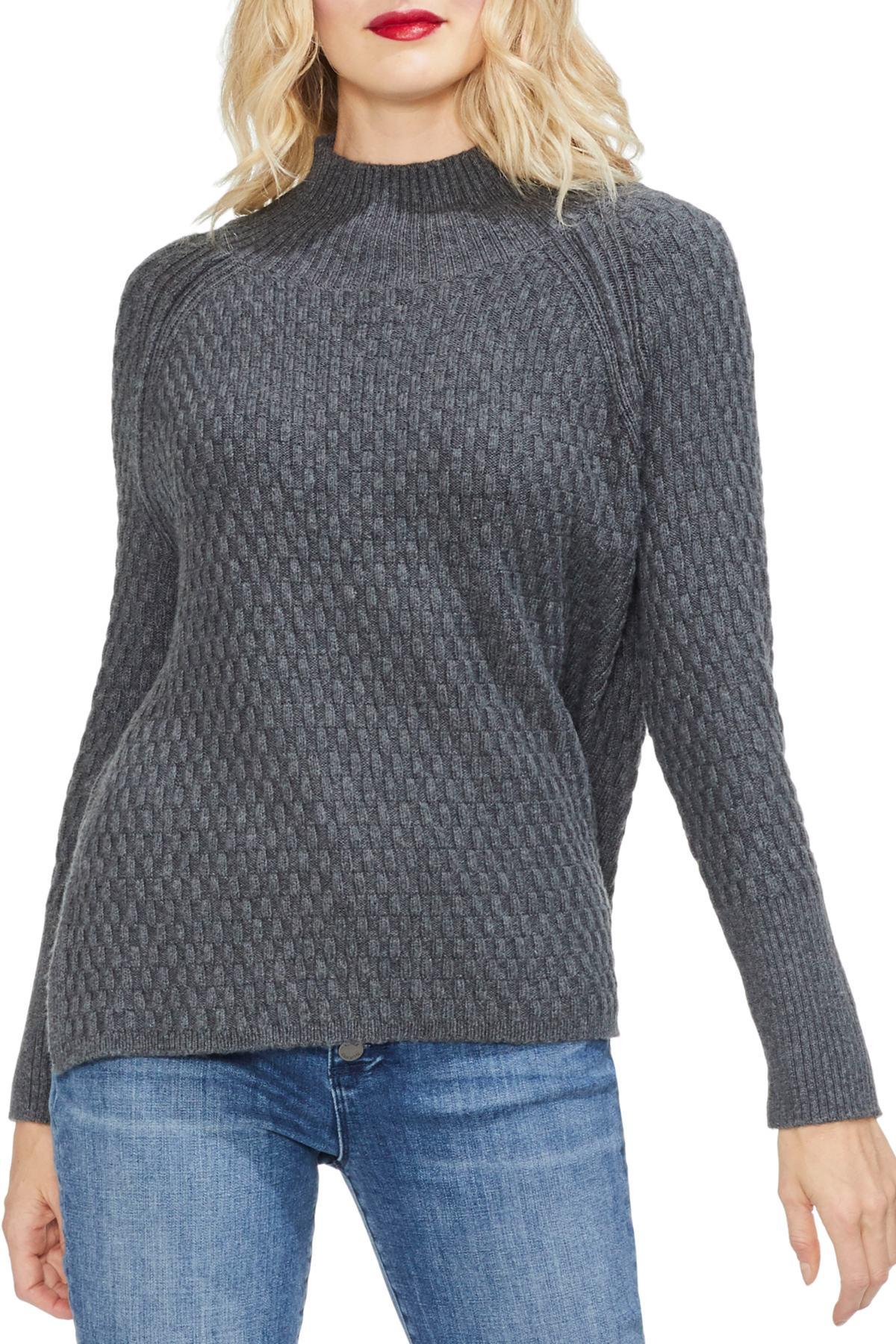 Download Lyst - Vince Camuto Mock Neck Raglan Sweater in Gray ...