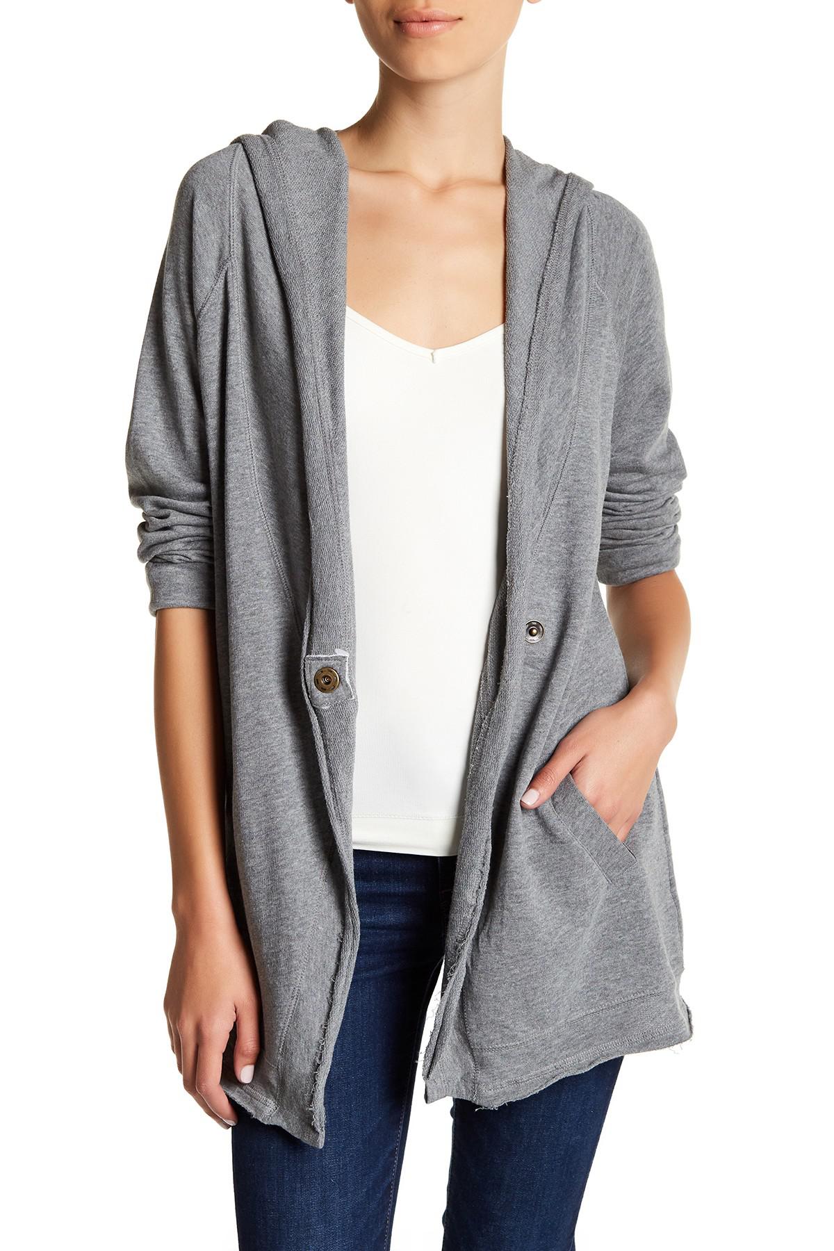 Lyst - Caslon Front Button Knit Jacket (petite) in Gray
