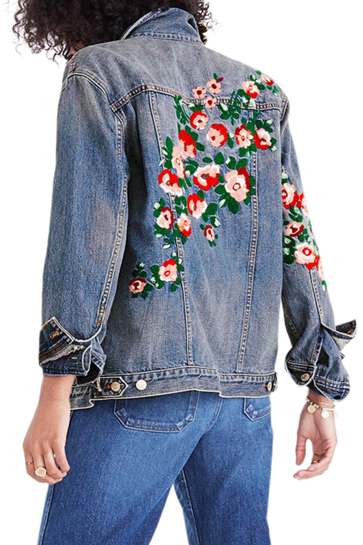 Madewell Embroidered Denim Jacket in Blue - Lyst