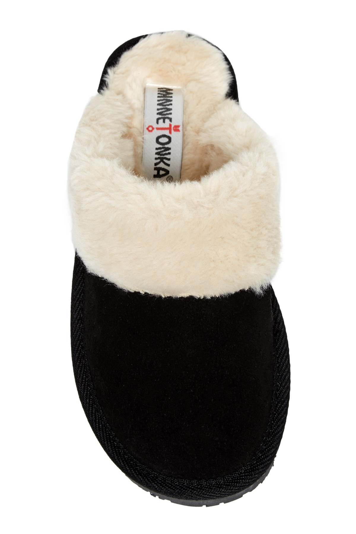 Lyst - Minnetonka Sondra Scuff Faux Fur Lined Slipper (women) in Black