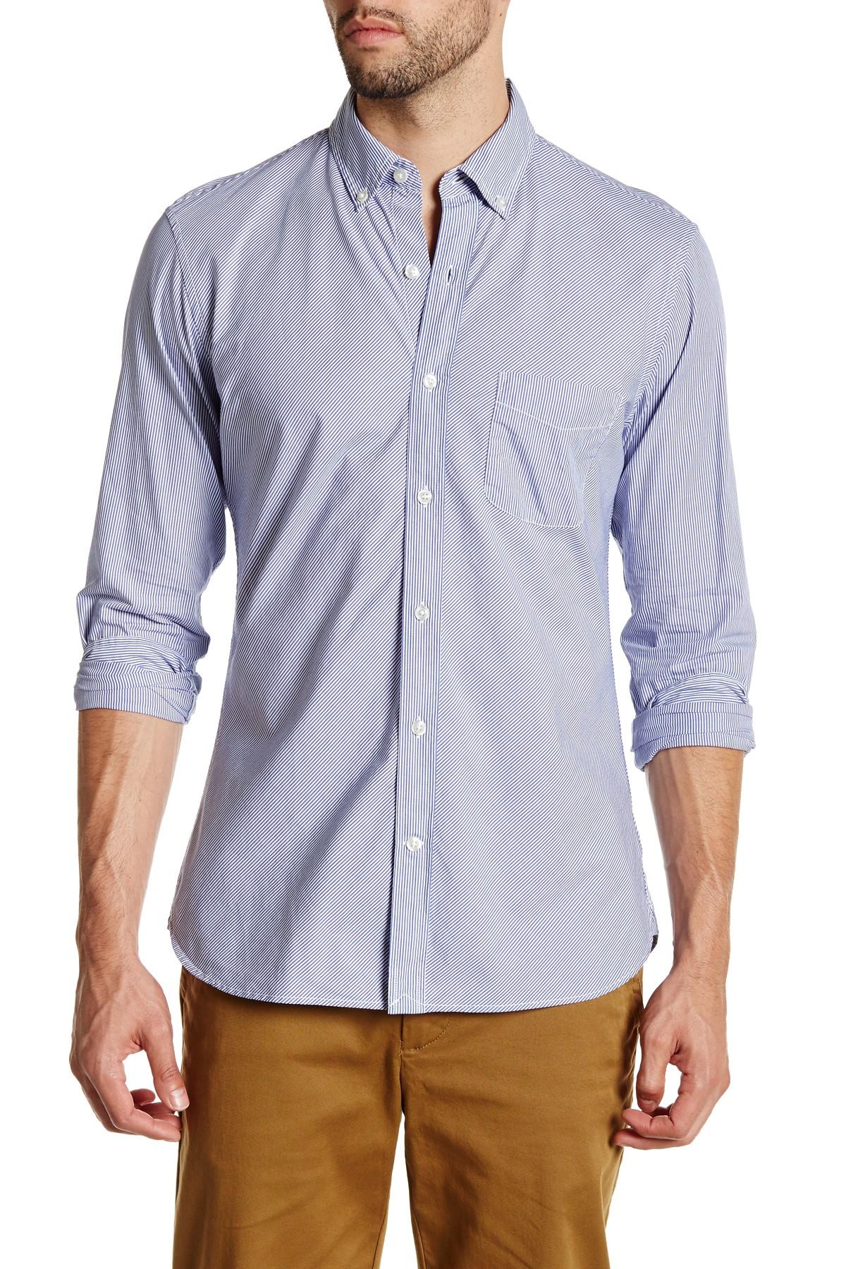 Lyst - Lands' End Stripe Poplin Shirt in Blue for Men