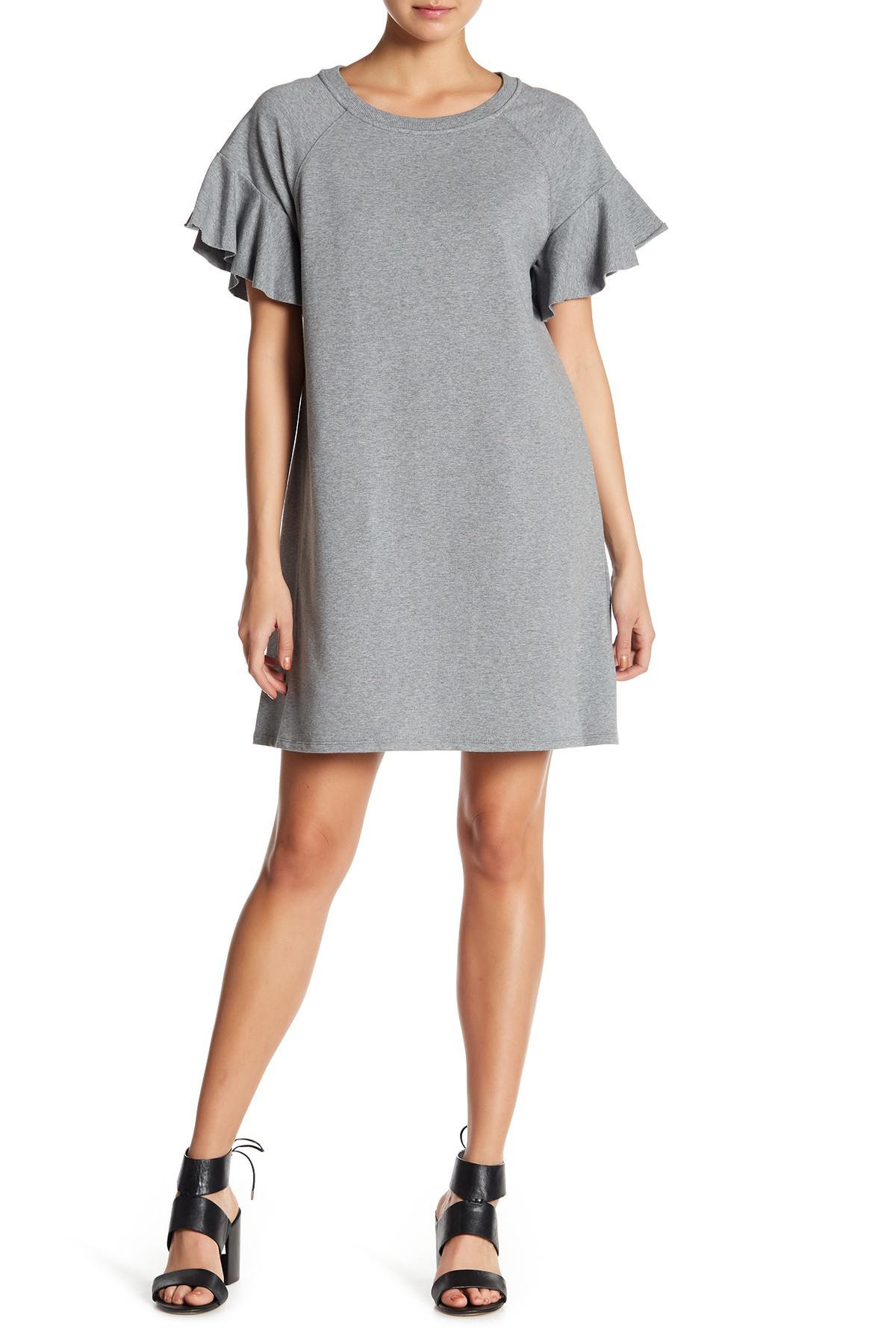 Lyst 1.State Short Sleeve French Terry Tshirt Dress in Gray