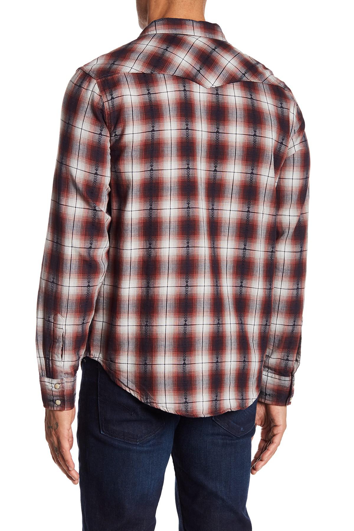 Lyst Lucky Brand No Yoke Plaid Classic Fit Western Shirt in Red for Men