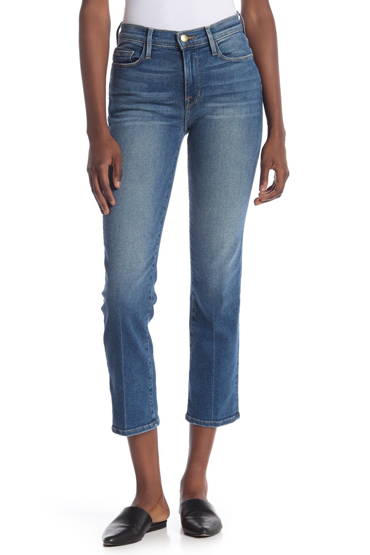 FRAME Le Nouveau Straight Leg High Rise Jeans in Blue - Lyst