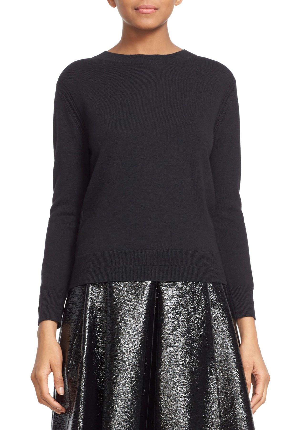 Marc Jacobs Back Button Detail Merino Wool Sweater in Black - Lyst