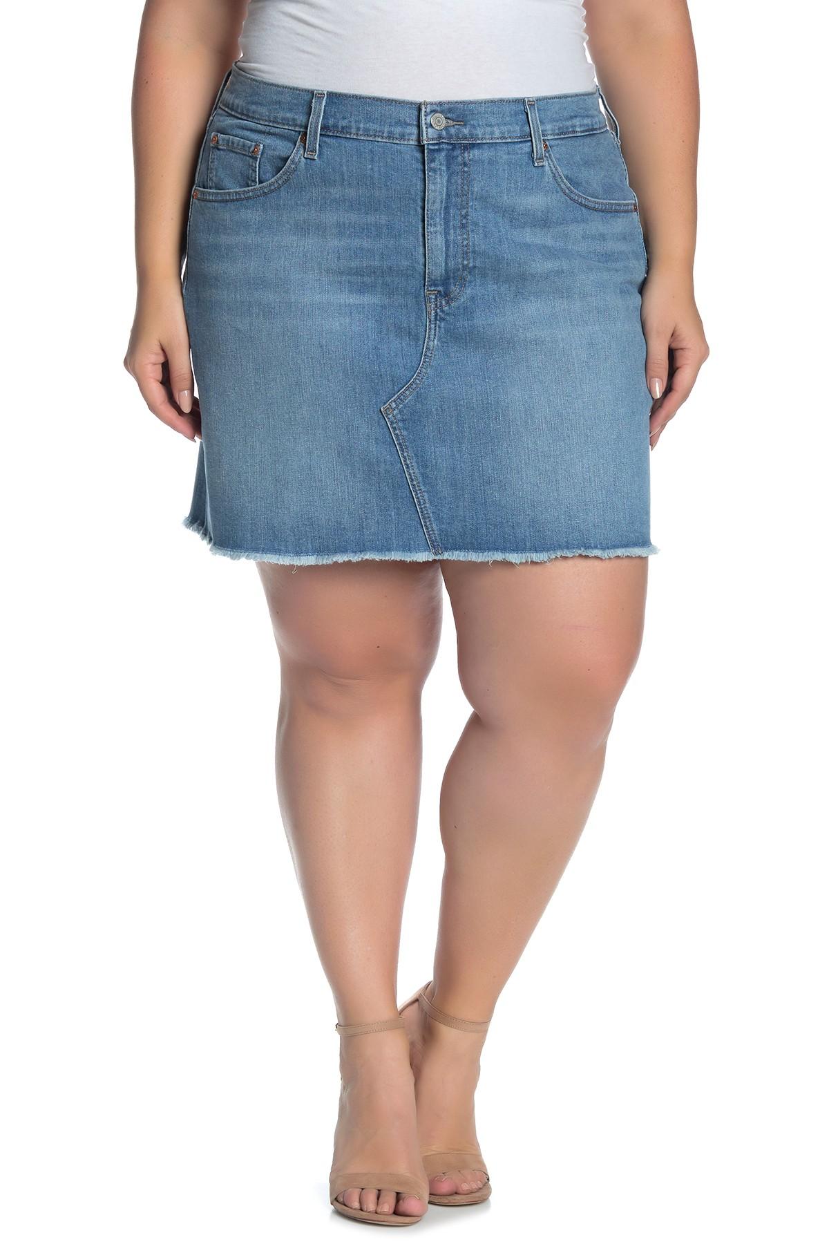 Levi's Deconstructed Stretch Denim Skirt (plus Size) in Blue - Lyst
