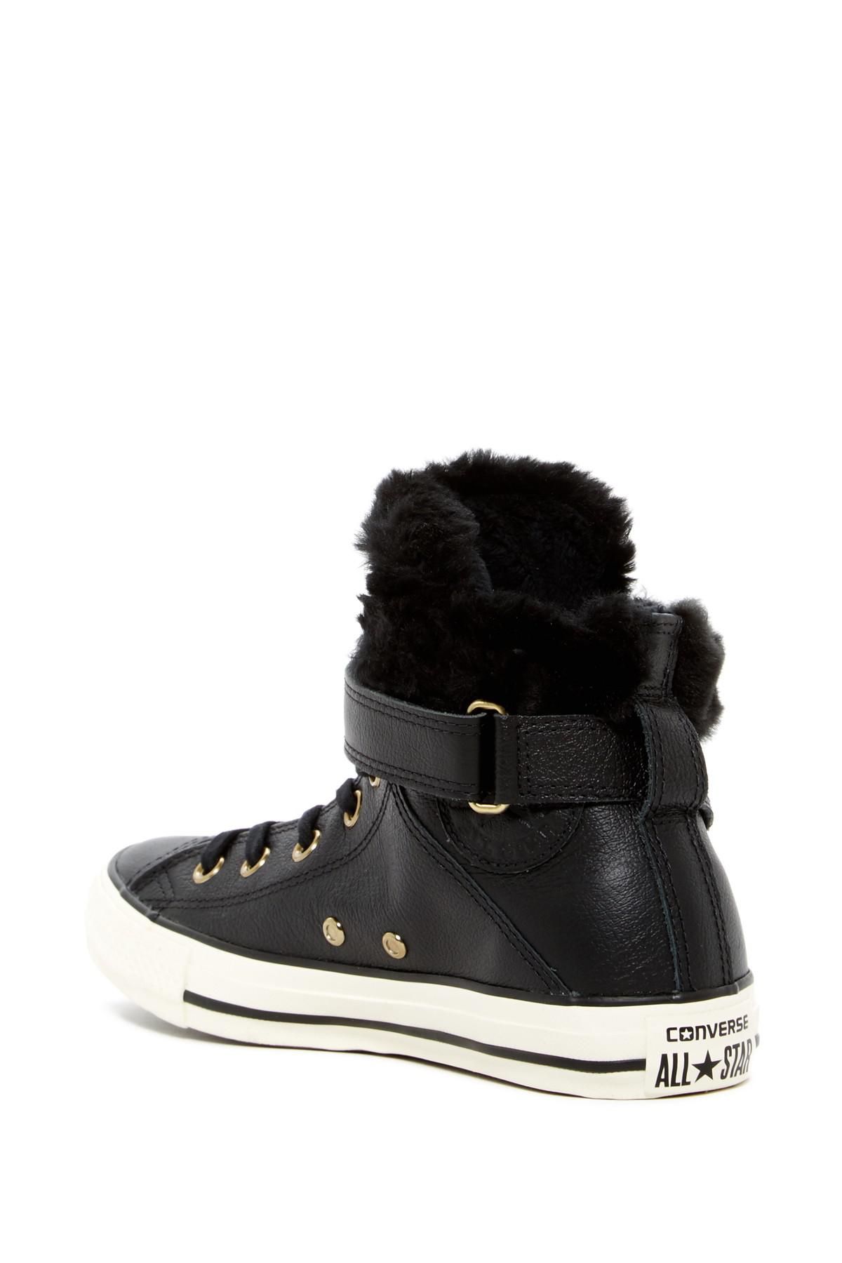 Lyst - Converse Chuck Taylor All Star Faux Fur Lined Leather High-top Sneaker in Black for Men