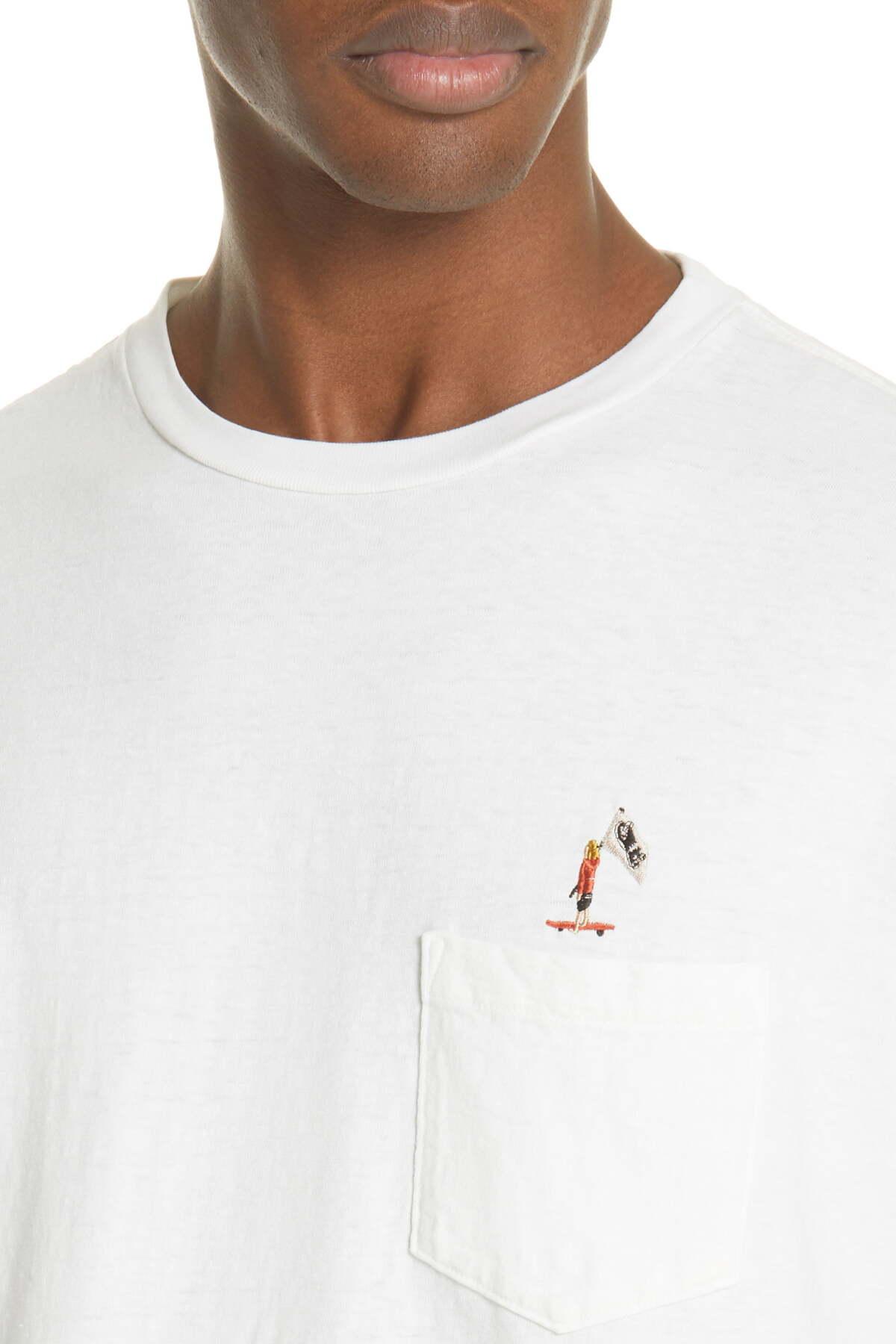Remi Relief Cotton Skater Embroidered Pocket T-shirt in White for Men ...