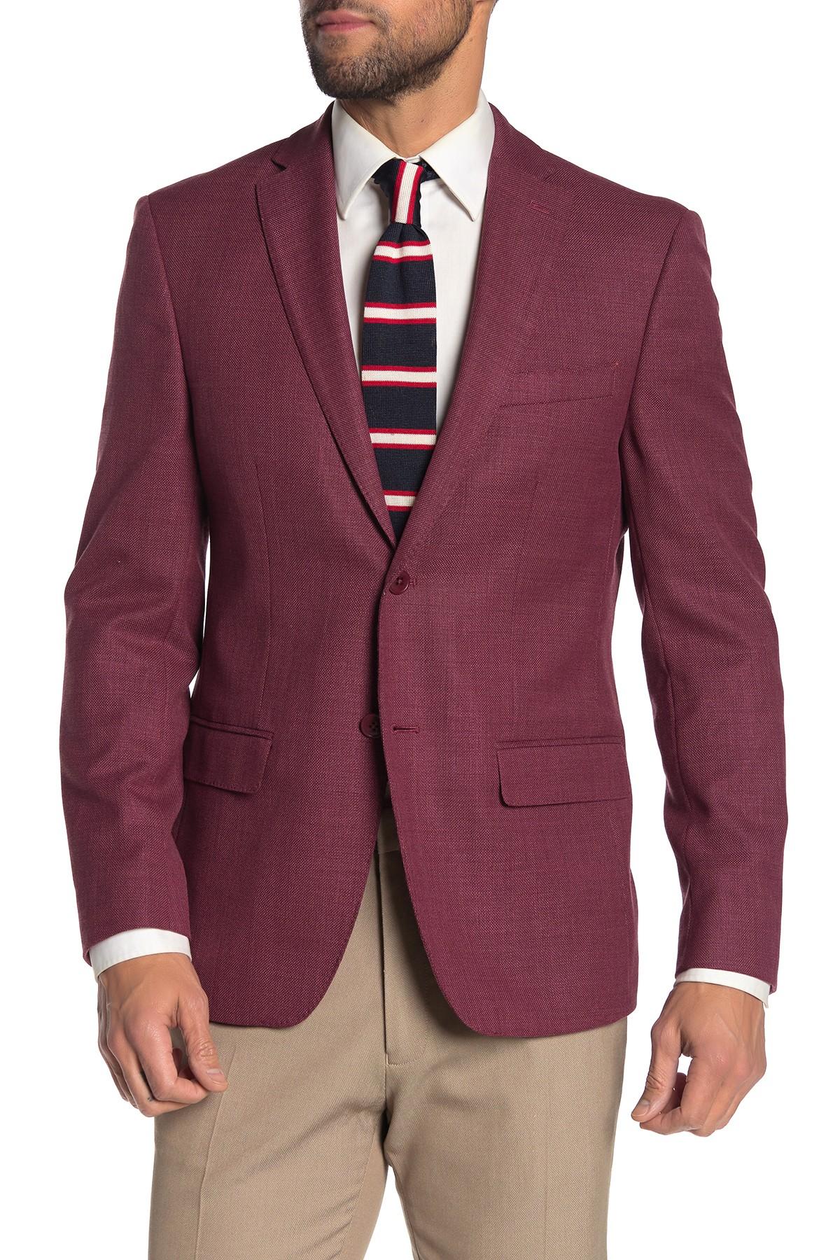 Lyst - Tommy Hilfiger Weave Magenta Two Button Notch Lapel Slim Fit ...