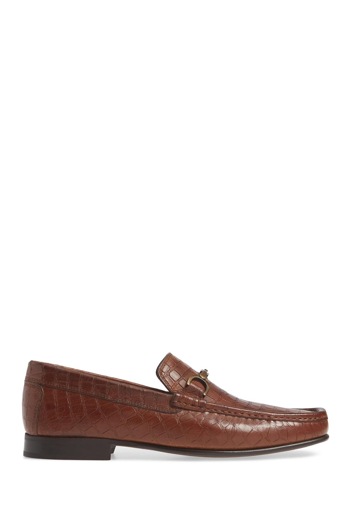Donald J Pliner Darrin Croc Emhossed Leather Bit Loafer in Brown for ...