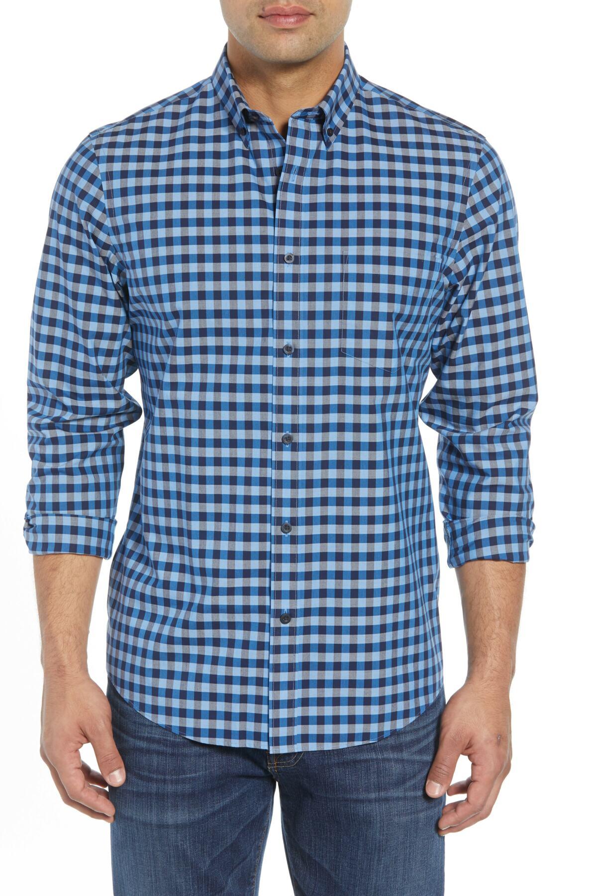 Nordstrom Regular Fit Gingham Sport Shirt in Blue for Men - Lyst