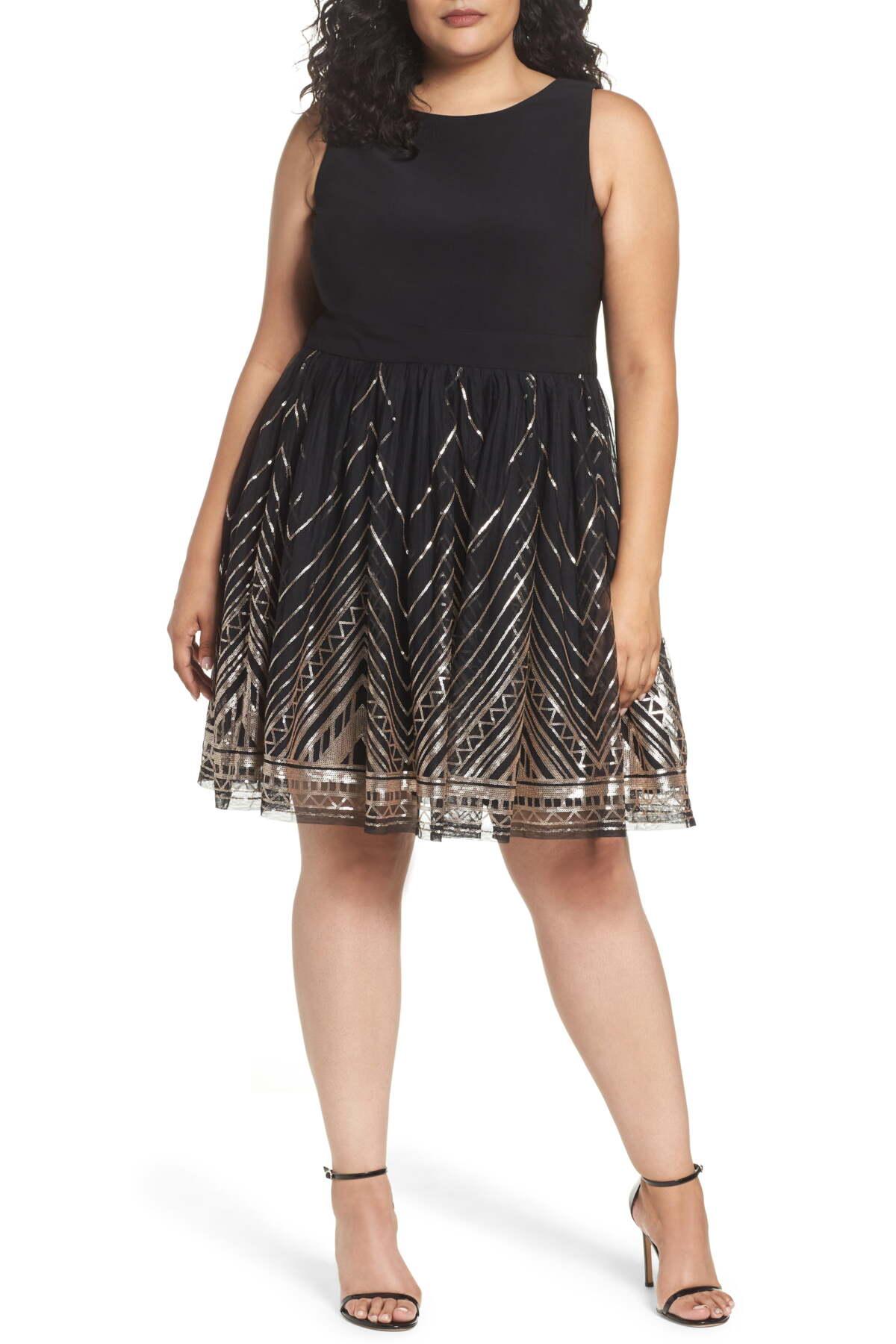 Vince Camuto Sequin Fit & Flare Cocktail Dress (plus Size) - Lyst