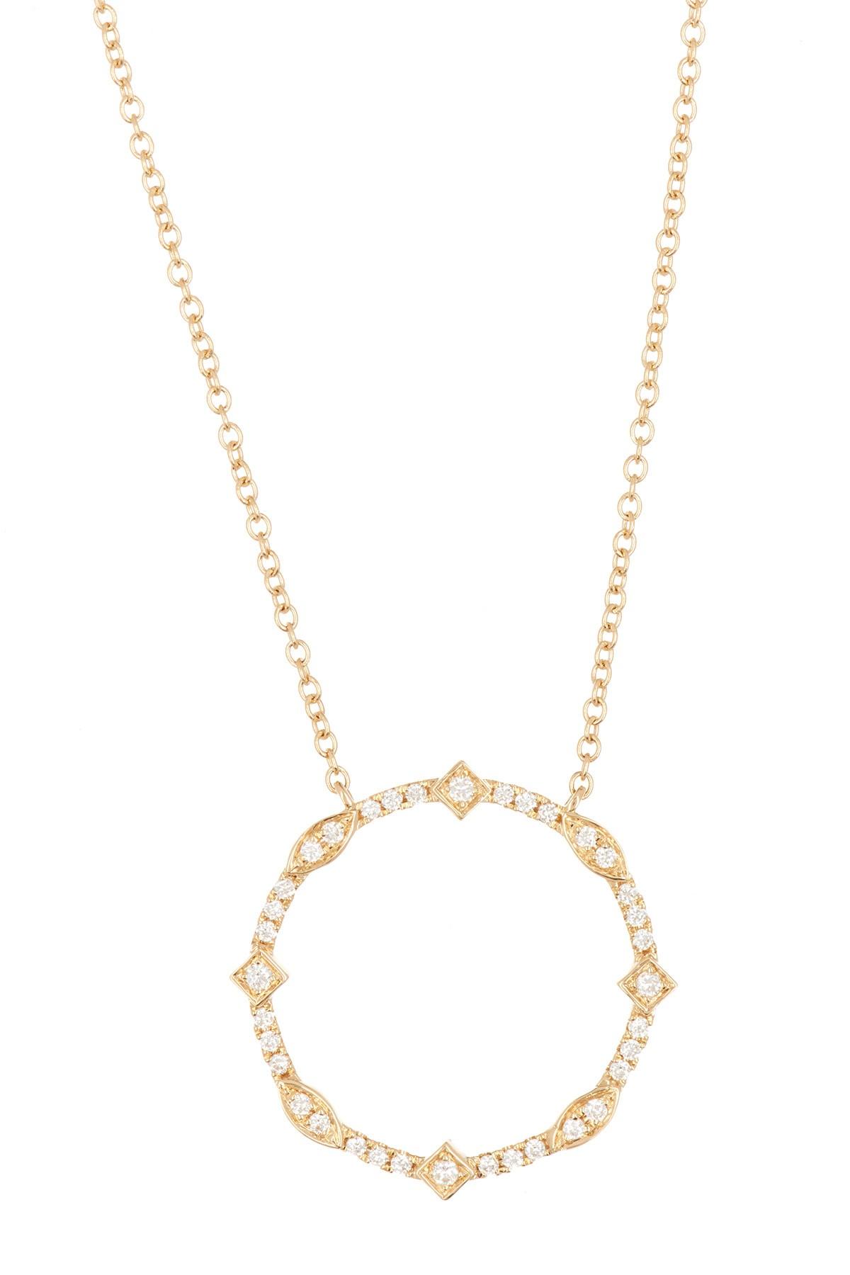 Lyst - Bony Levy 18k Gold Circle Diamond Pendant Necklace - 0.16 Ctw in ...