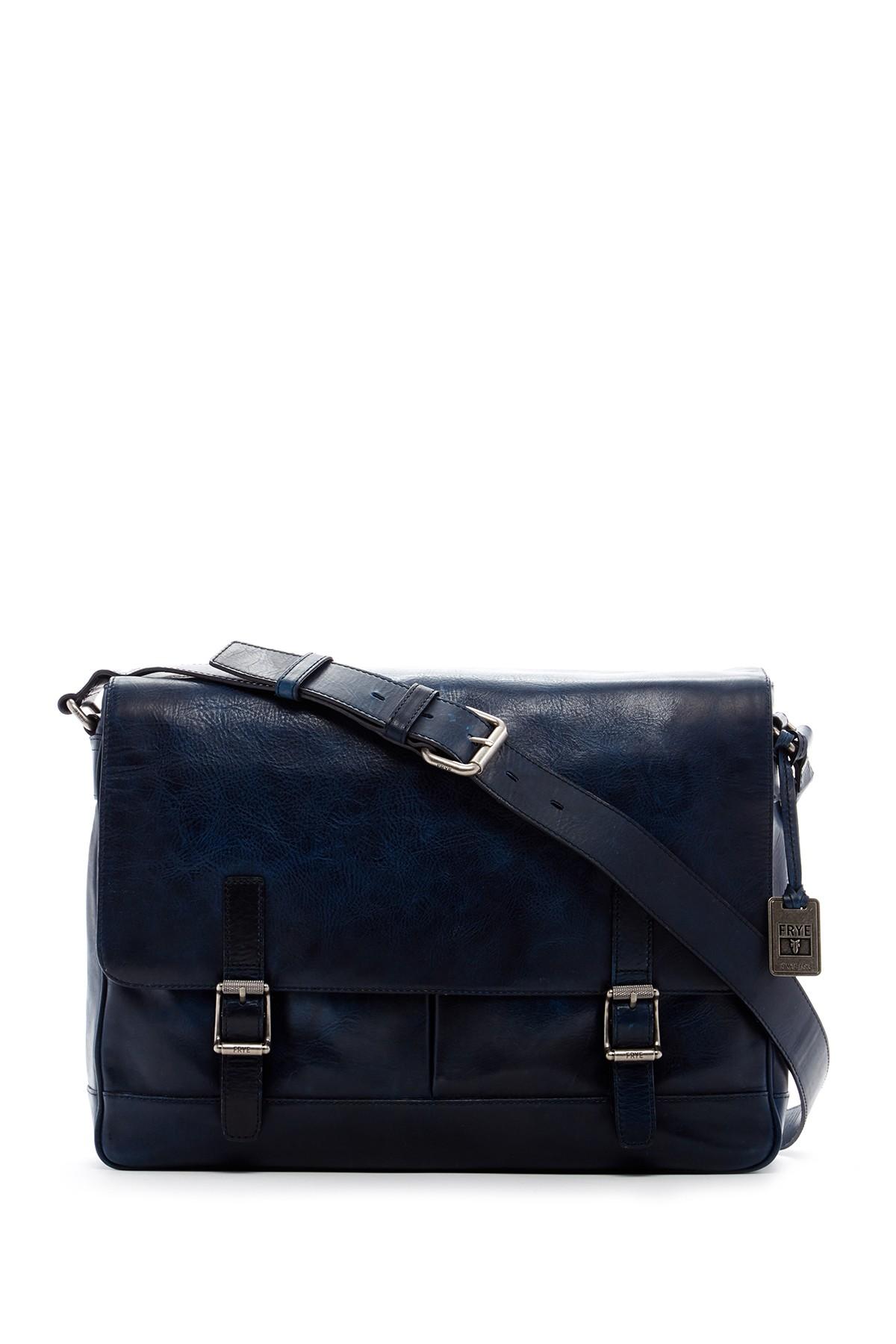 Frye Oliver Leather Messenger Bag in Blue for Men | Lyst