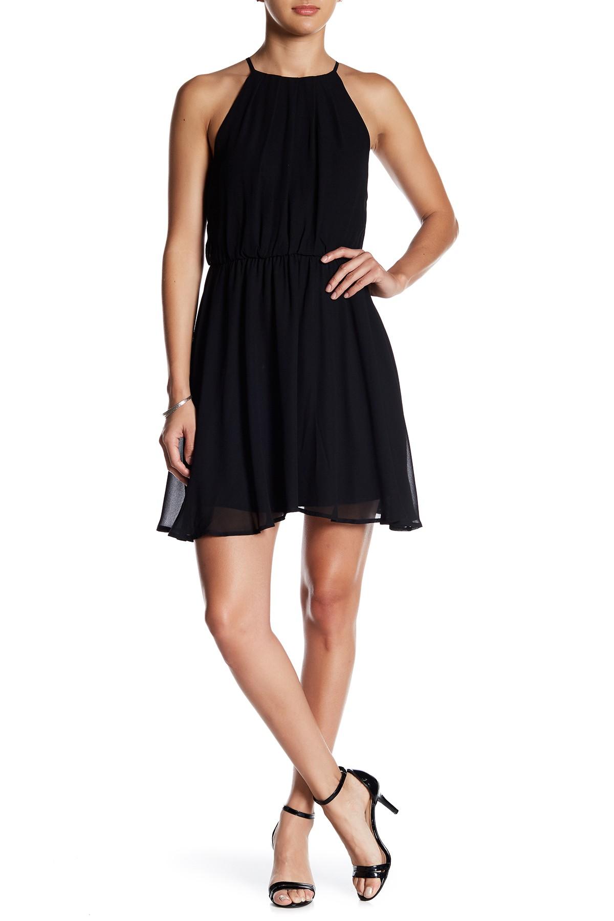 Lush Halter A-line Dress in Black - Lyst