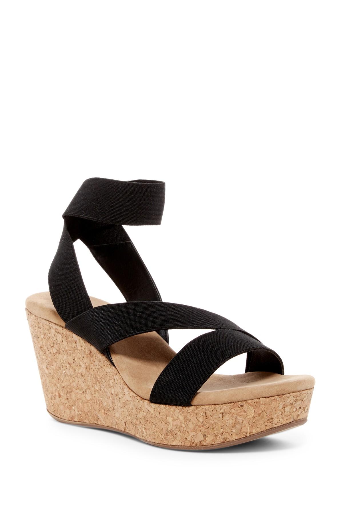 Splendid Gavin Elastic Strap Wedge Sandal in Black | Lyst