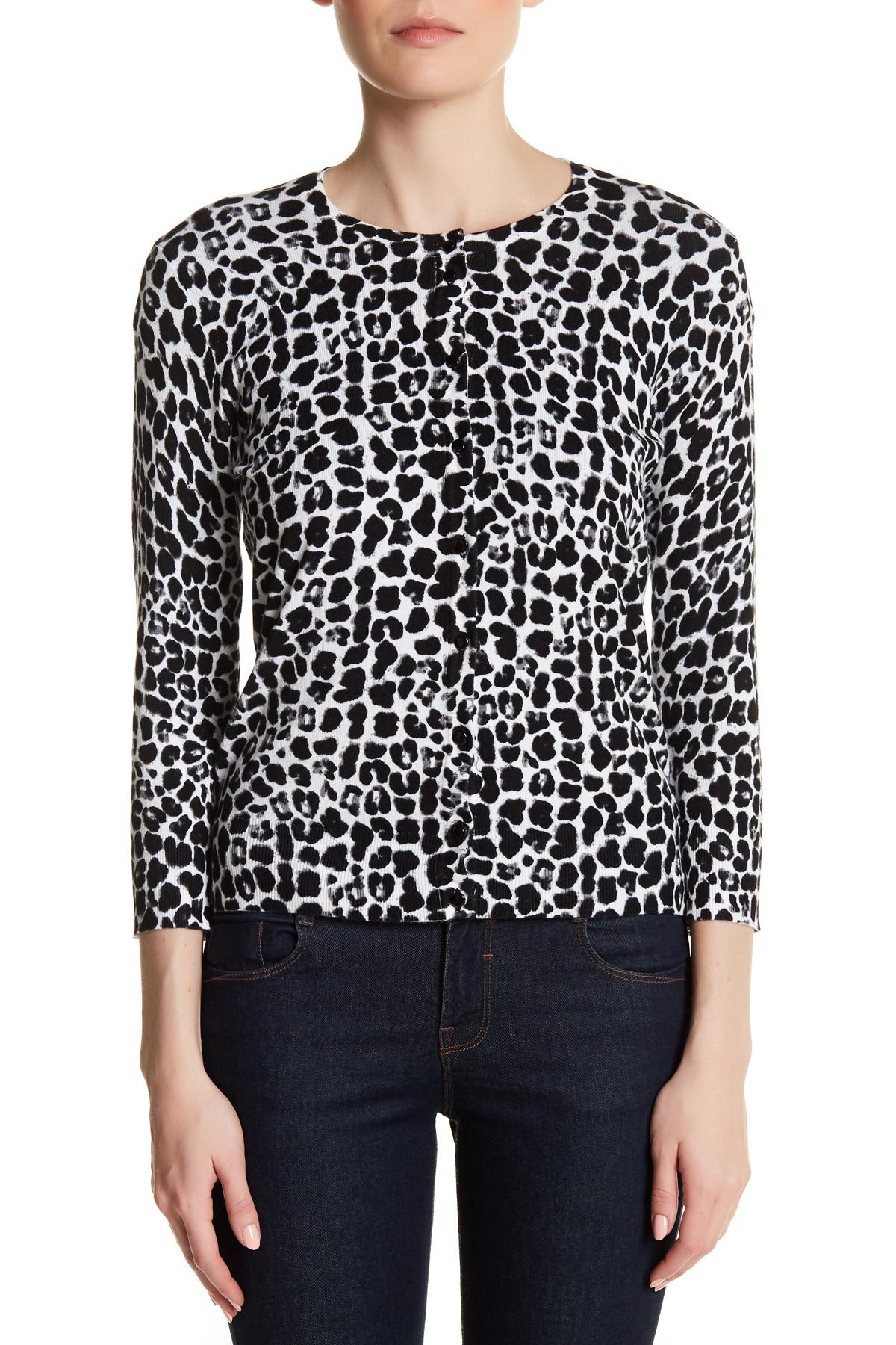 Cable & gauge Animal Print Cardigan in Black Lyst