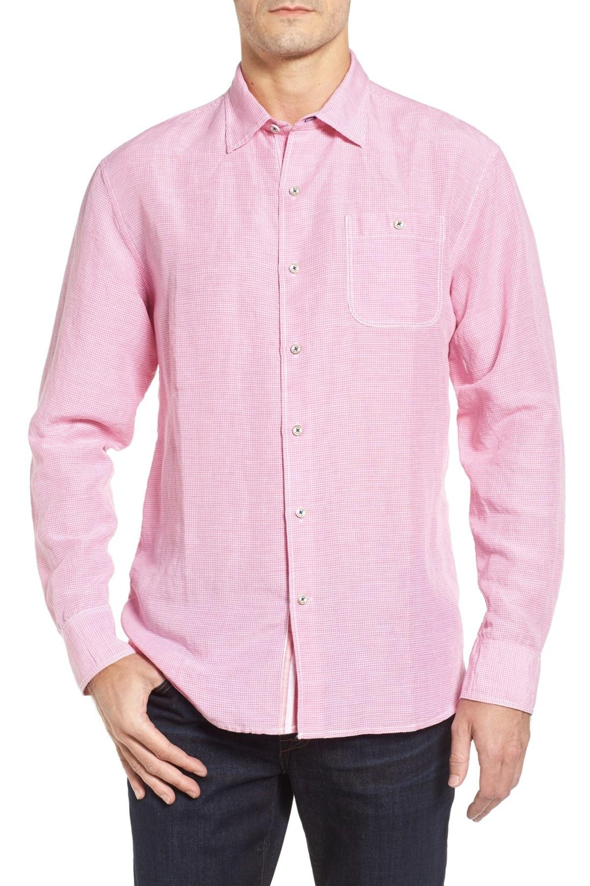 Tommy bahama Check Linen Sport Shirt in Pink for Men - Save 52% | Lyst