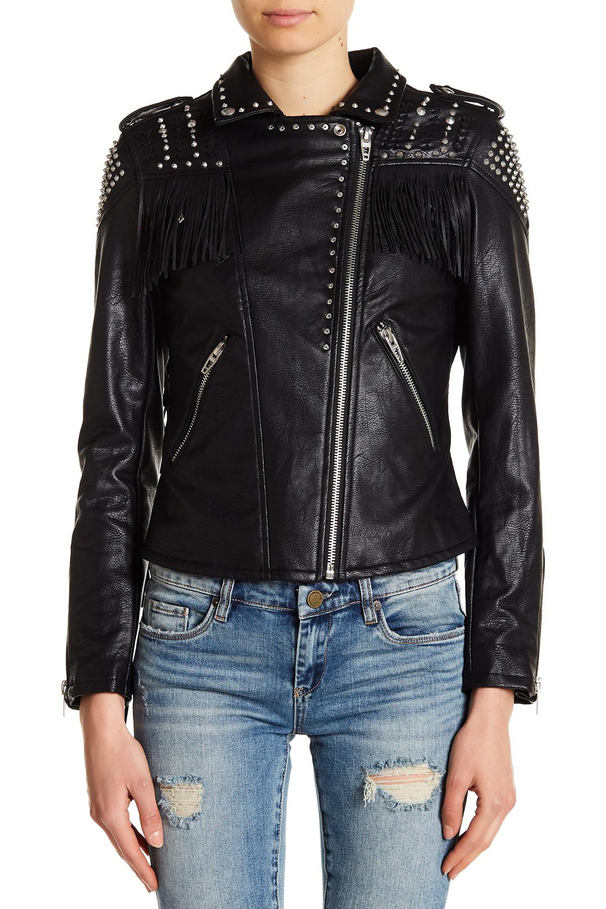 Lyst Blank Nyc Studded Fringe Faux Leather Jacket In Black Blank Nyc Black Studded Fringe Faux Leather Jacket Lyst View Fullscreen