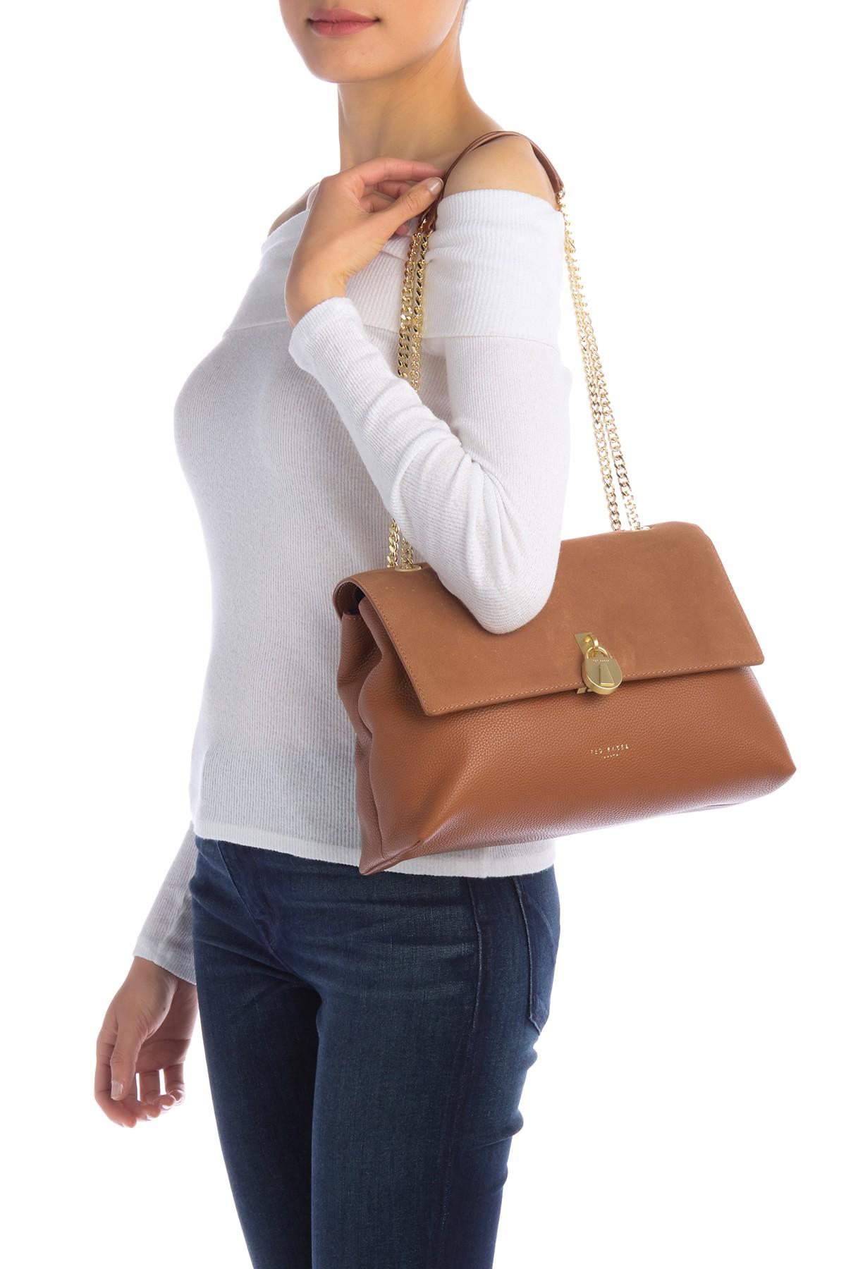Ted Baker Suede Padlock Shoulder Bag in Brown Lyst