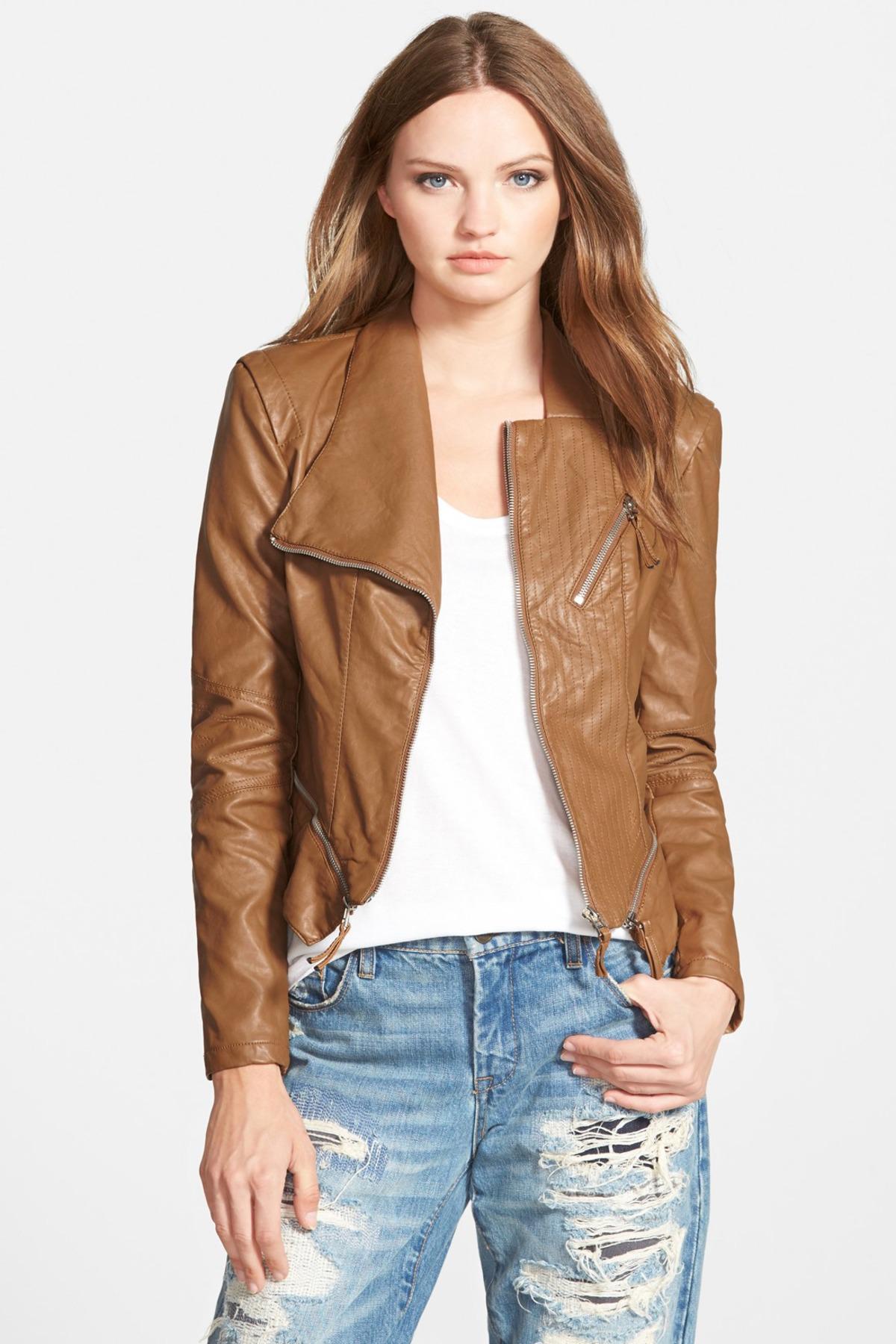 Lyst Blank Nyc Tan Faux Leather Jacket In Brown Gallery Previously Sold At Nordstrom Rack