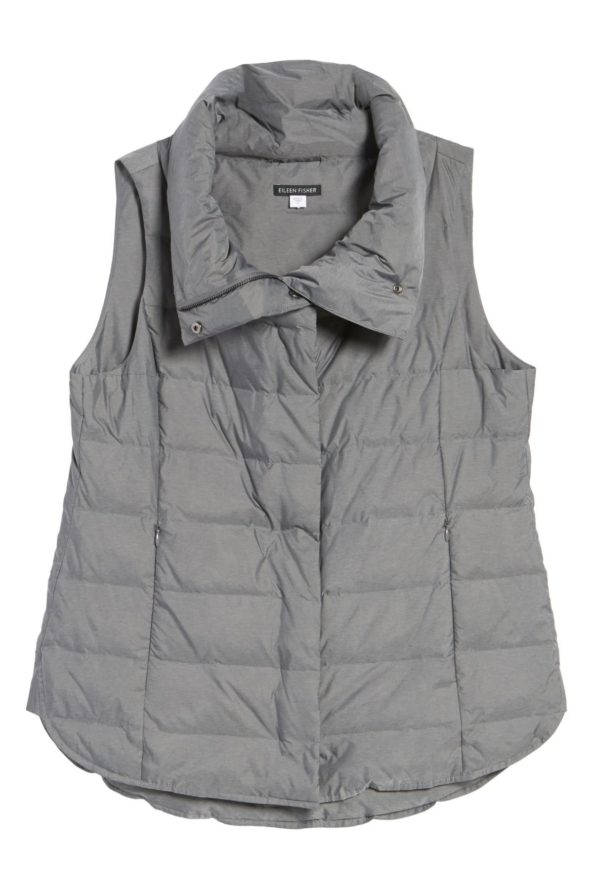 Lyst Eileen Fisher Stand Collar Vest in Gray