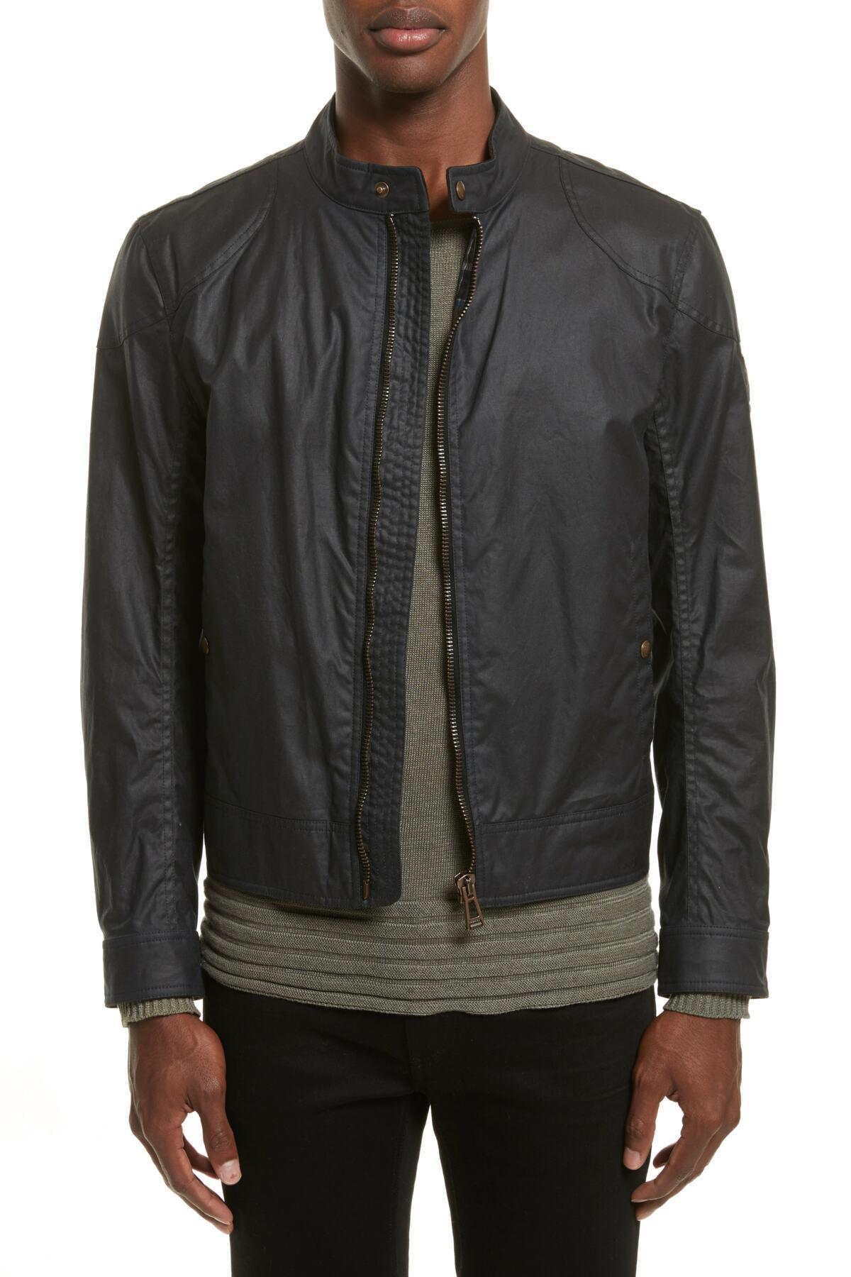 Belstaff Kelland Coated Cotton Moto Jacket in Blue for Men - Lyst