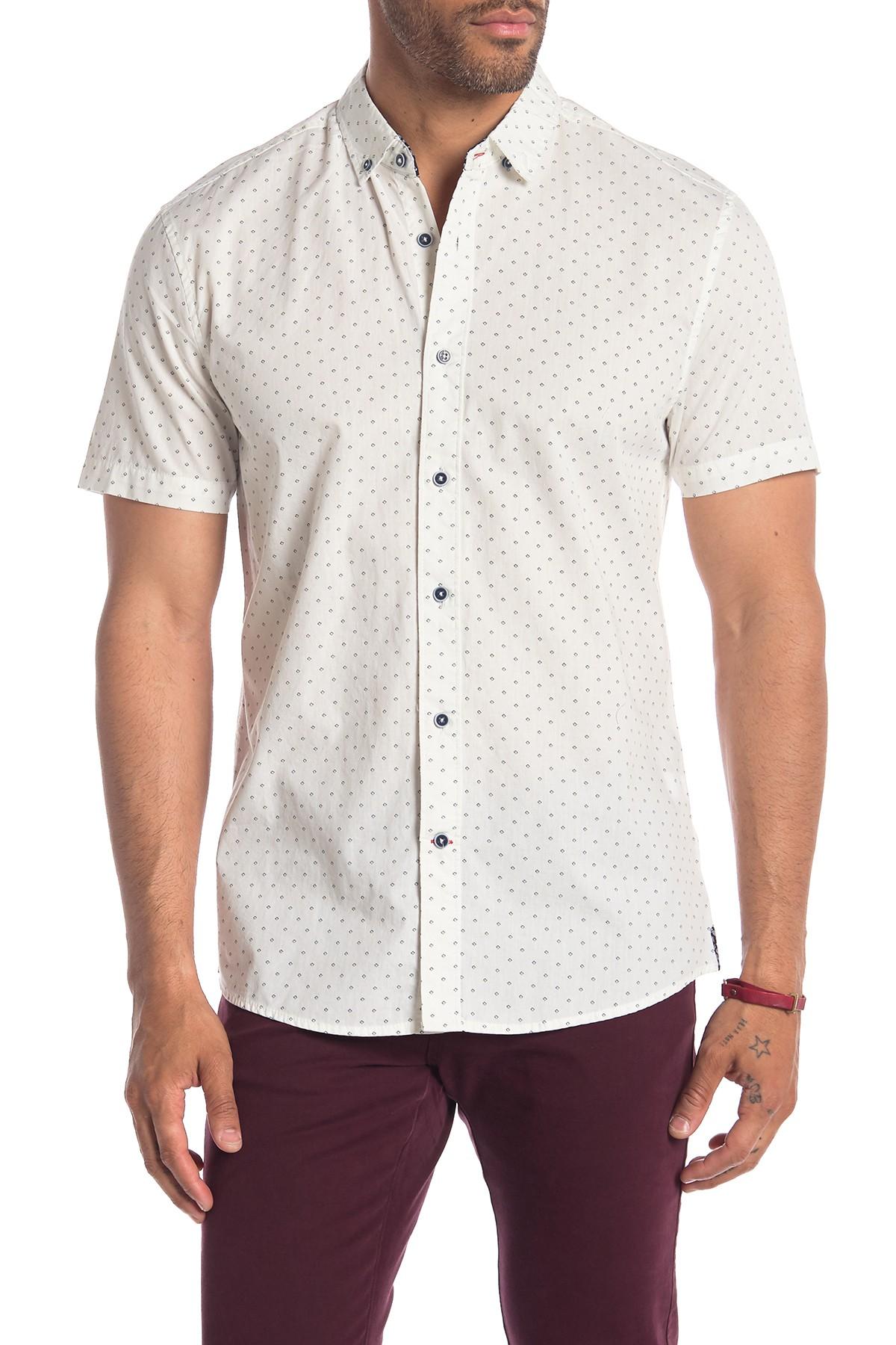 Heritage Short Sleeve Ditzy Print Slim Fit Sport Shirt in White for Men ...