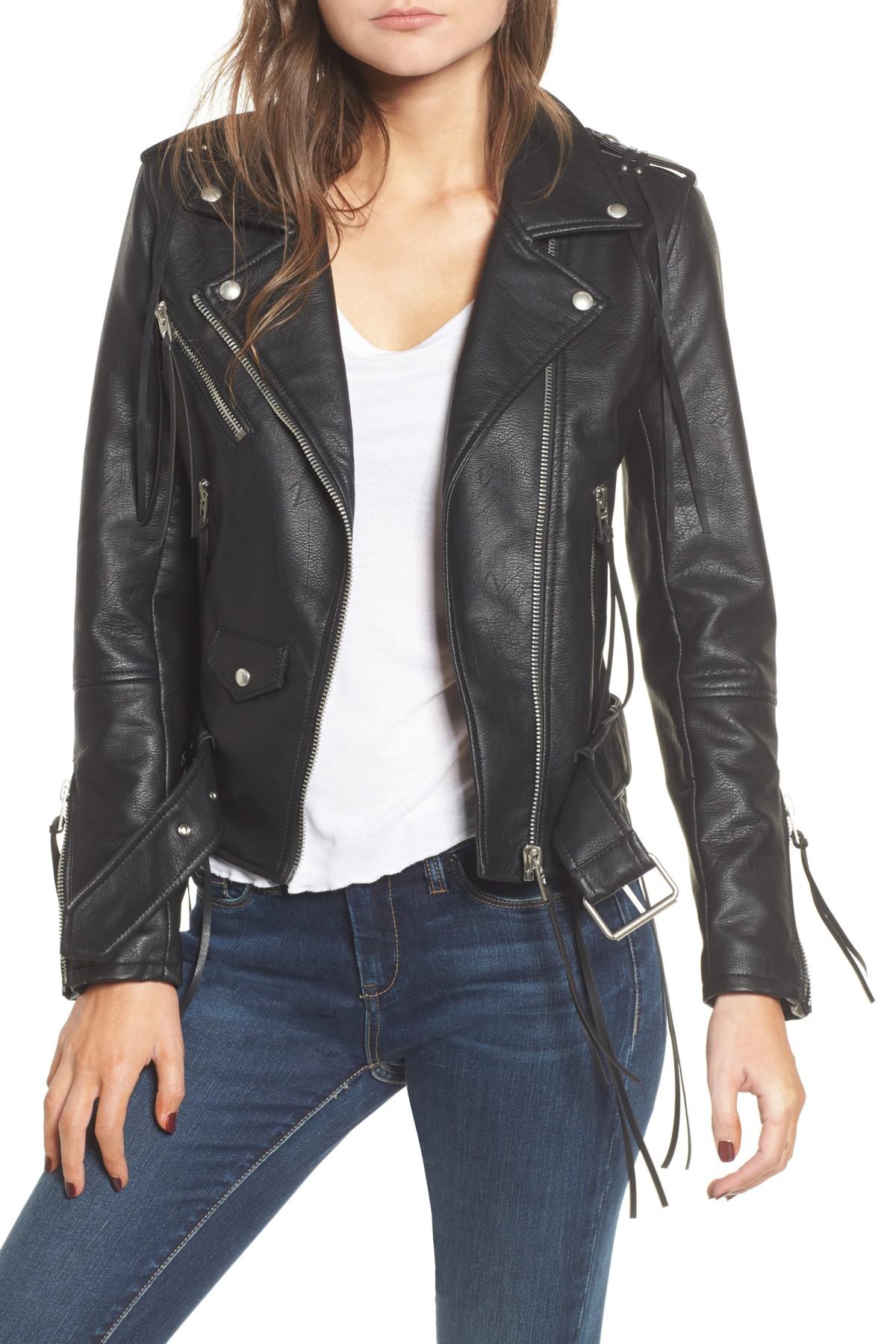 Lyst - Blank Nyc Faux Leather Tassel Moto Jacket in Black - Save 58%