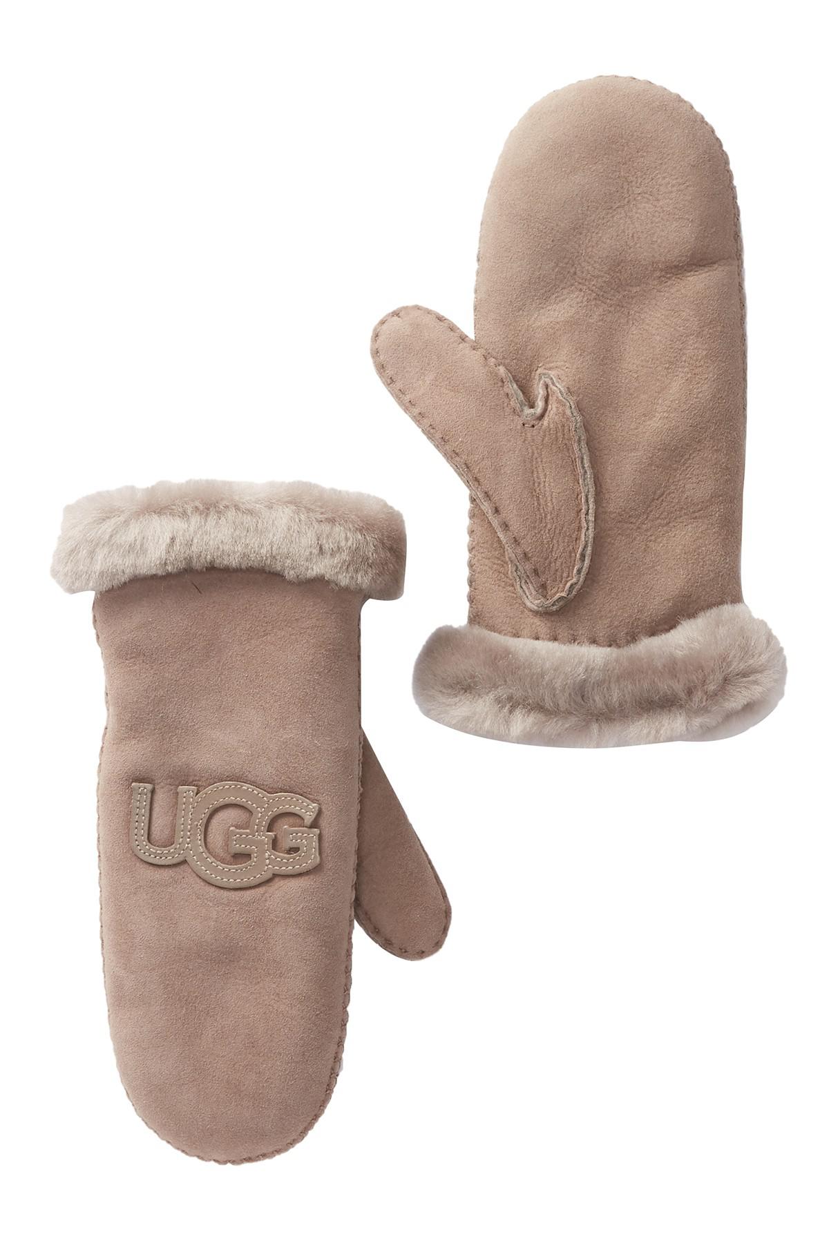 Lyst Ugg Genuine Sheepskin & Suede Logo Mittens