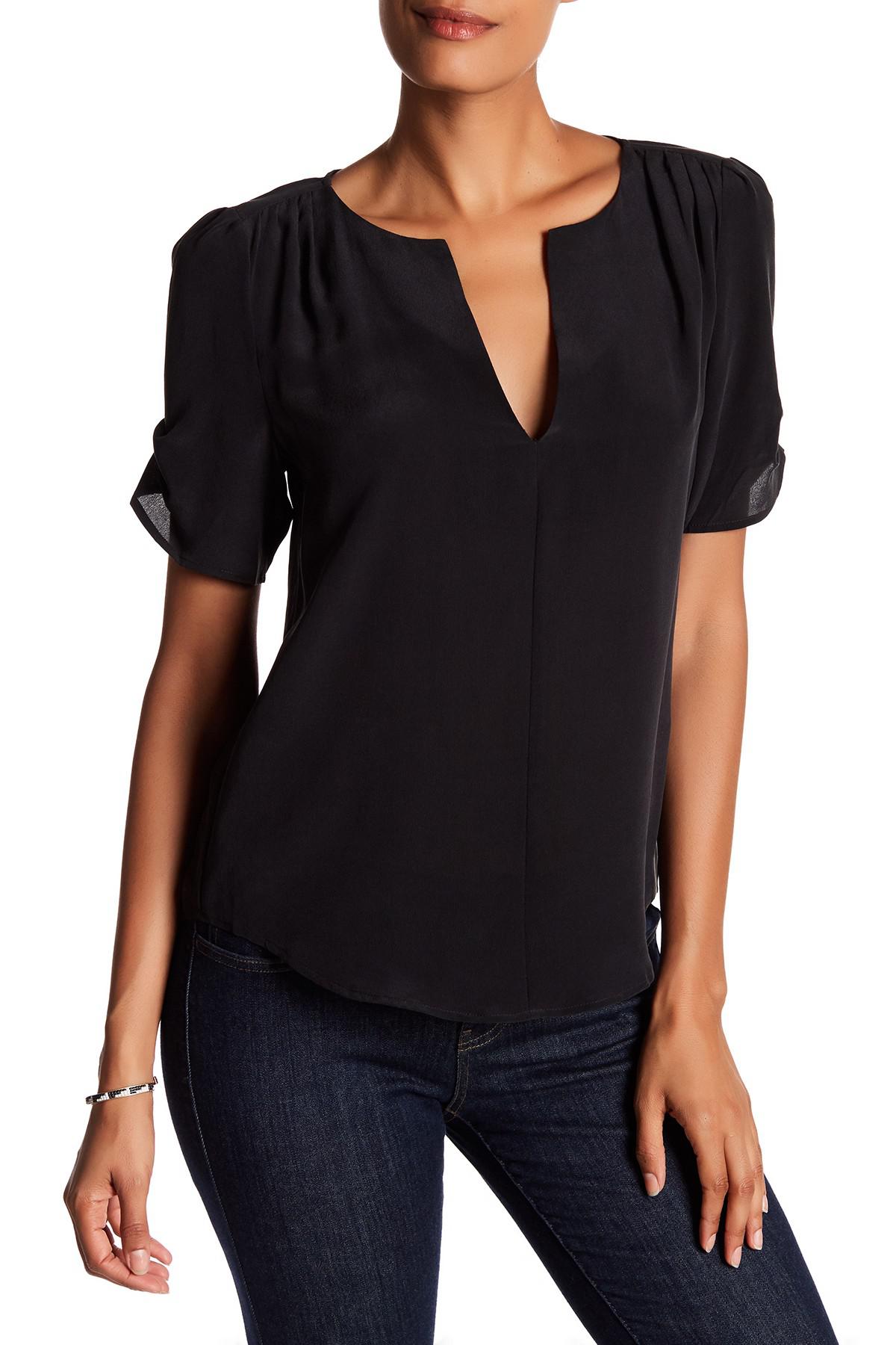 joie black silk blouse