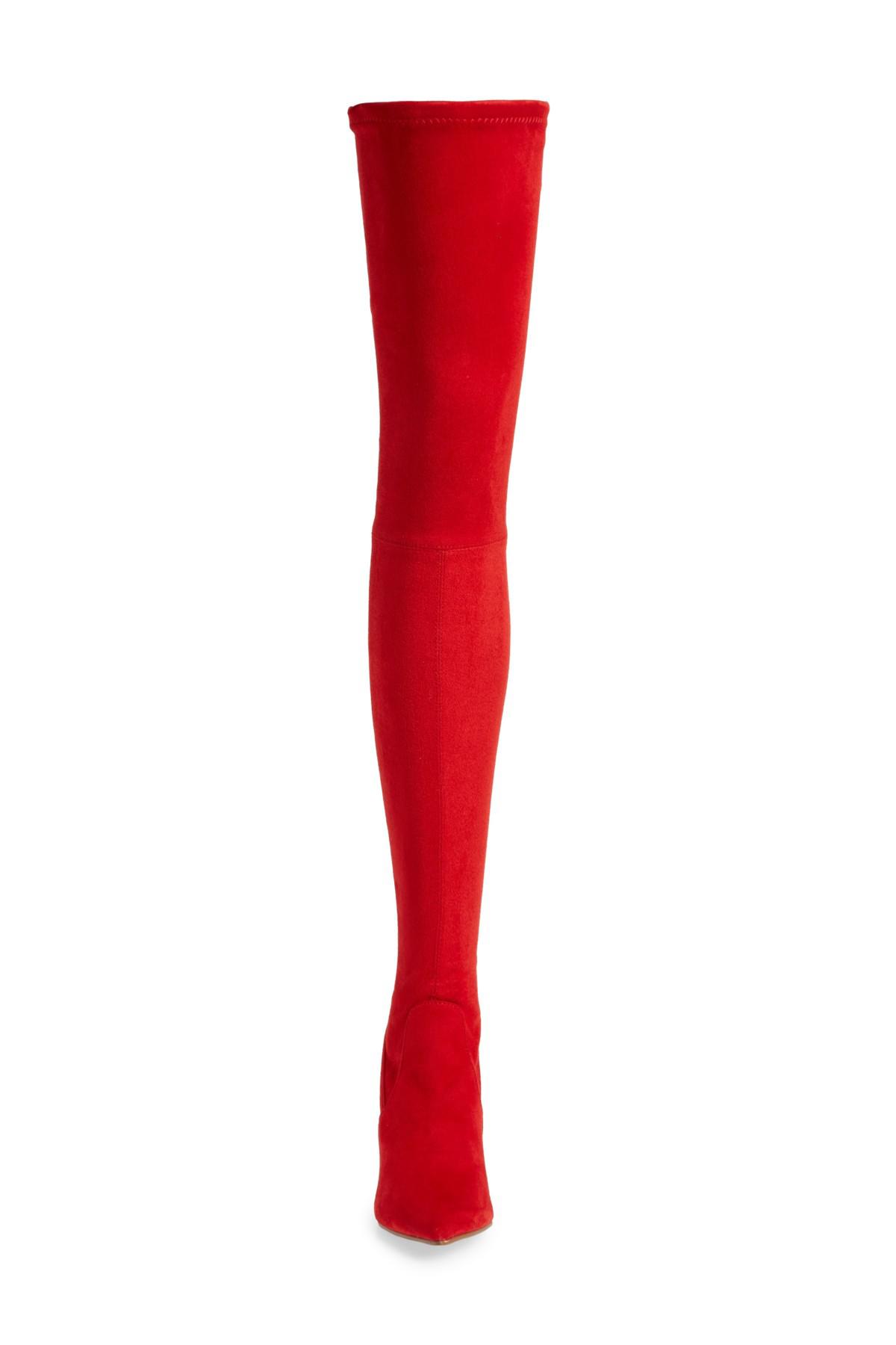 steve madden red thigh high boots