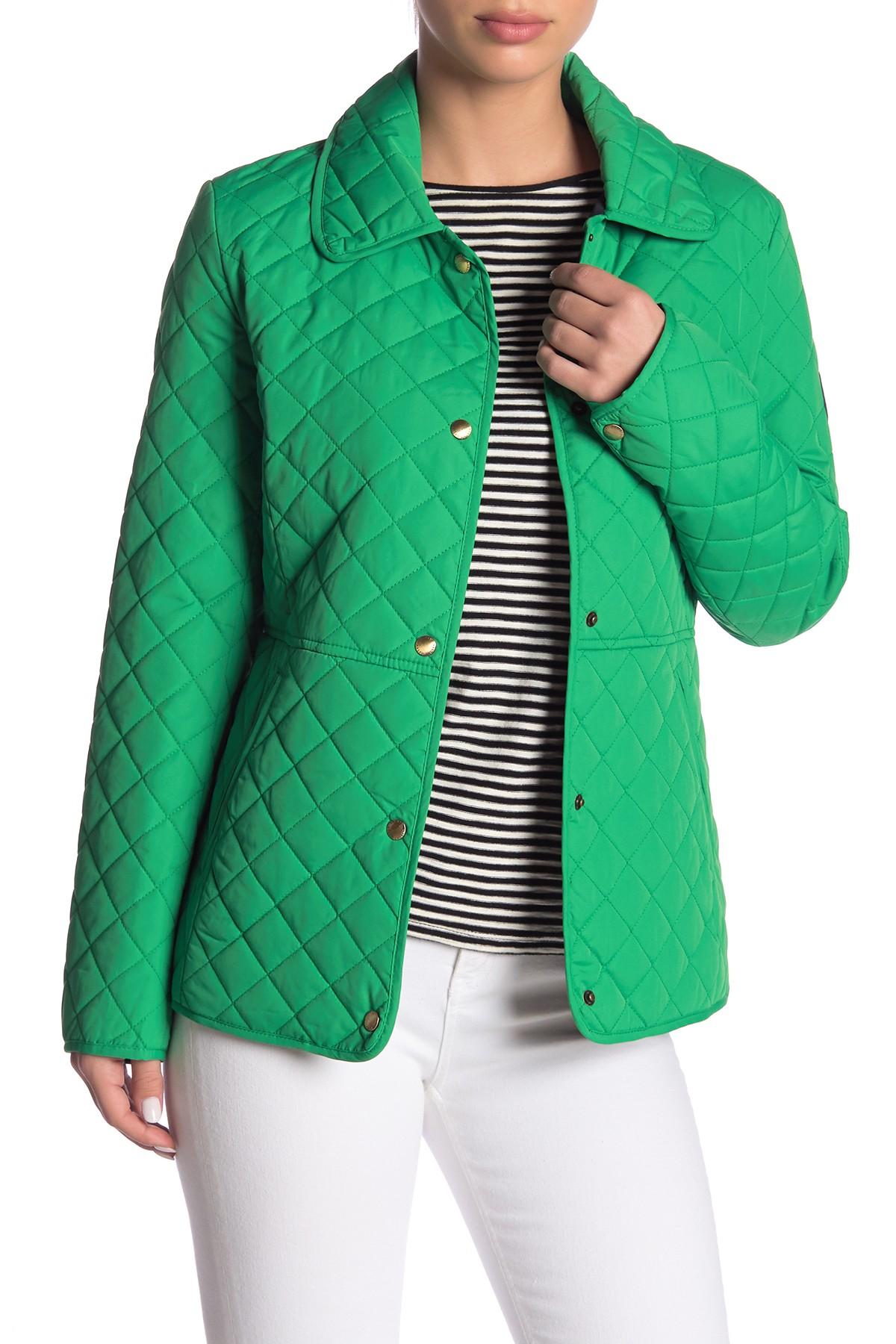 Lyst Lauren By Ralph Lauren Spread Collar Quilted Jacket In Green