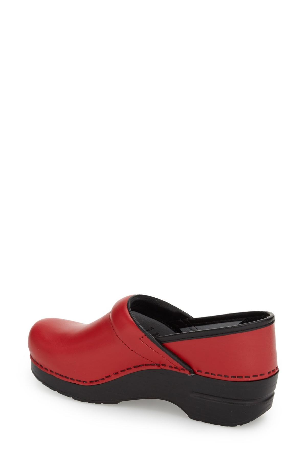 dansko red oiled clogs