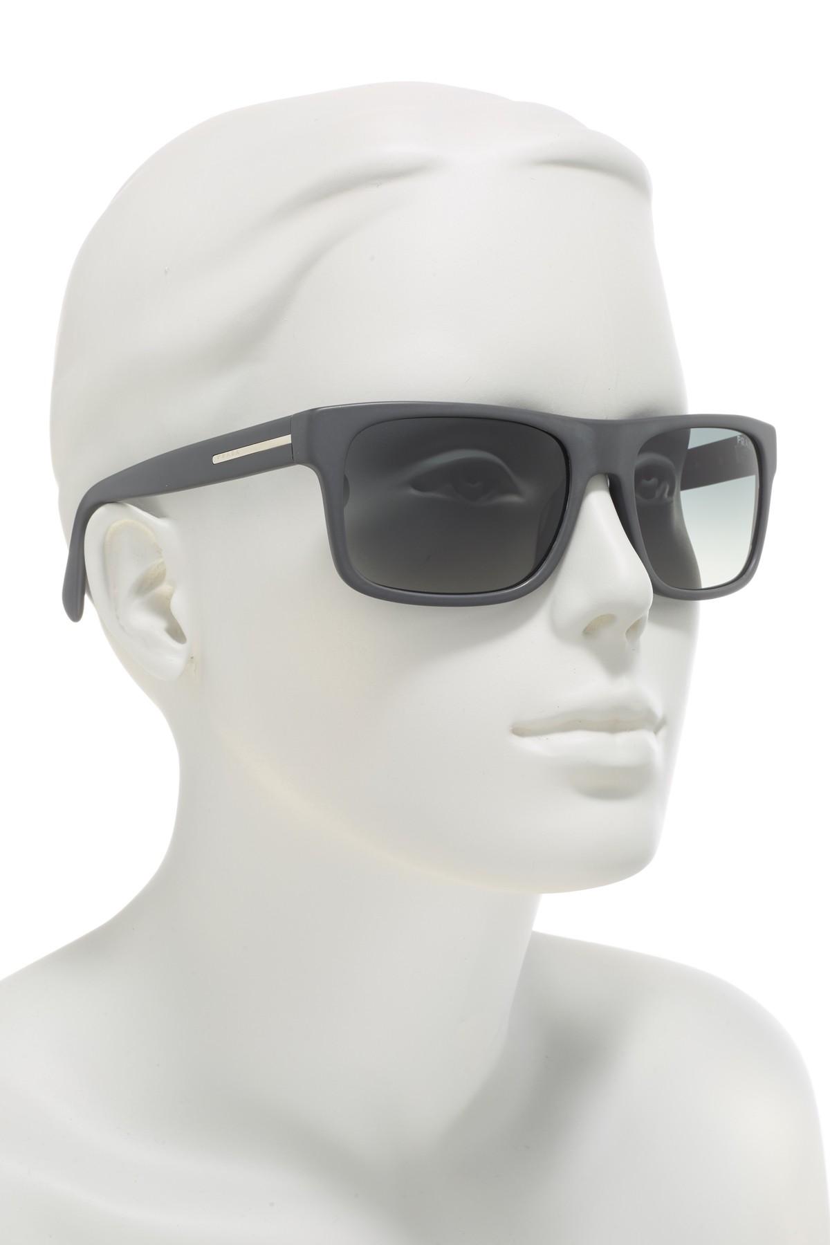 Prada 56mm Rectangle Sunglasses in Gray for Men Lyst