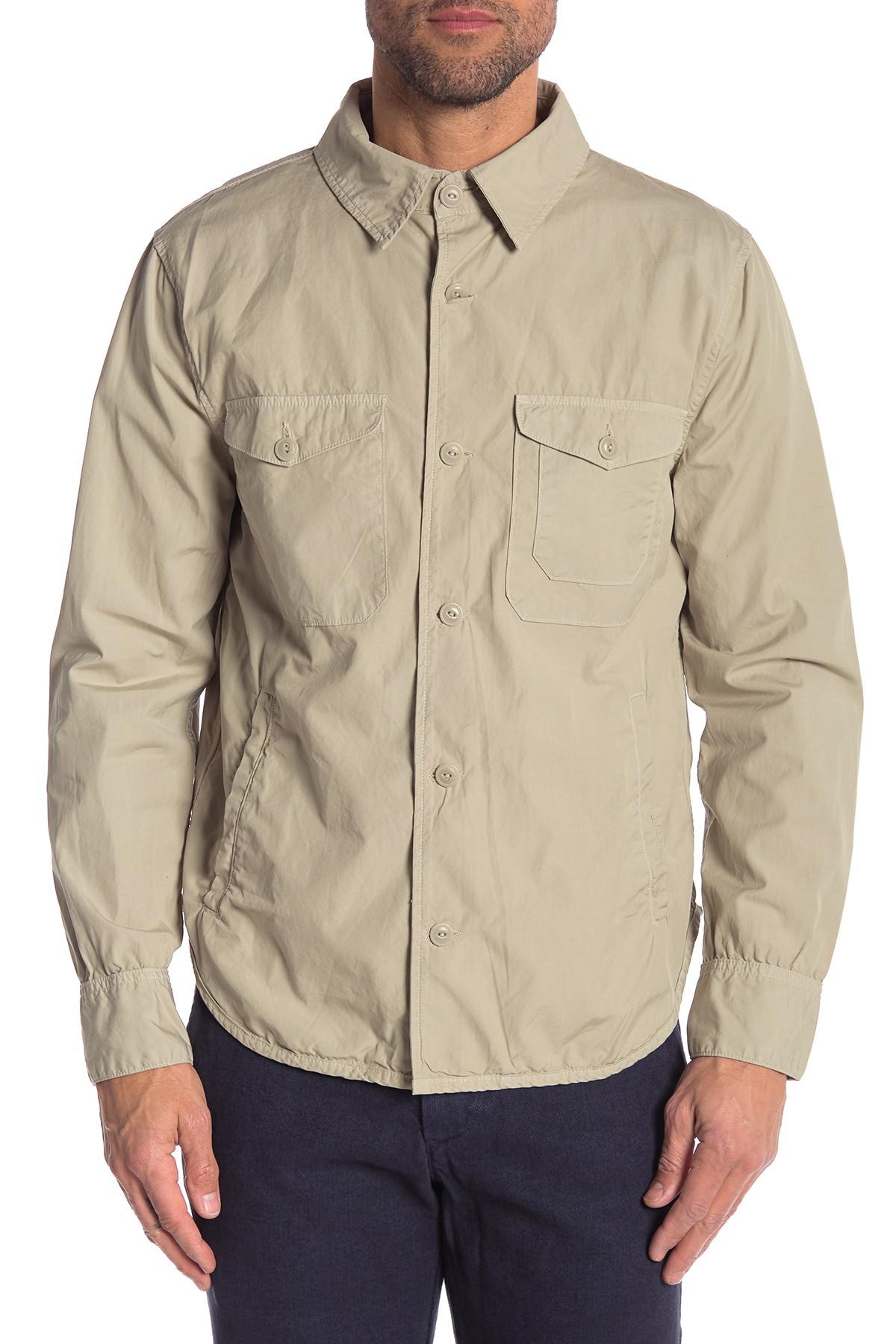 Save Khaki Cotton Solid Long Sleeve Regular Fit Shirt Jacket in lt