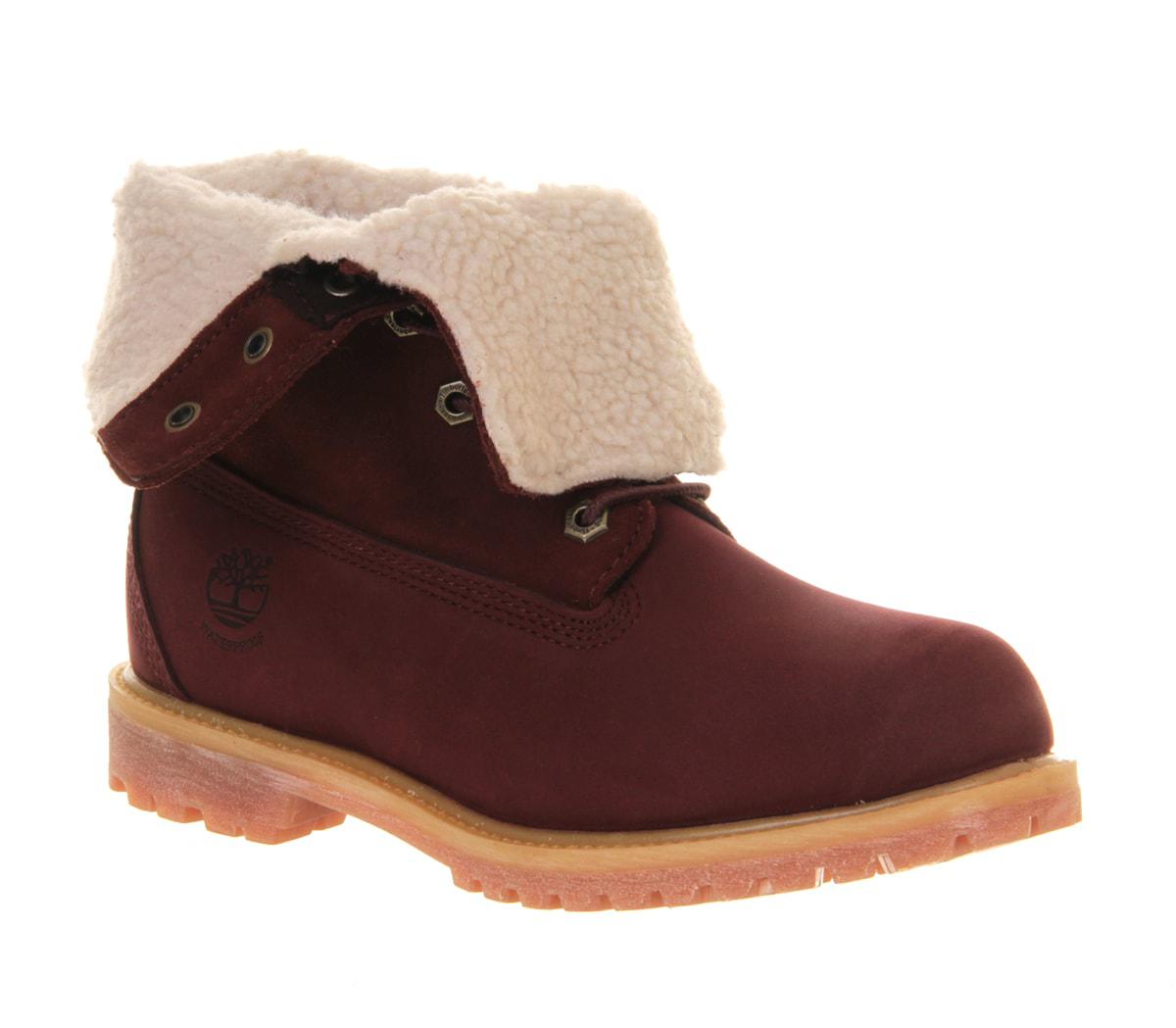 Timberland Teddy Fleece Womens Ankle Boots Prune Leather Timberland Teddy Fleece Womens Ankle Boots Prune Leather