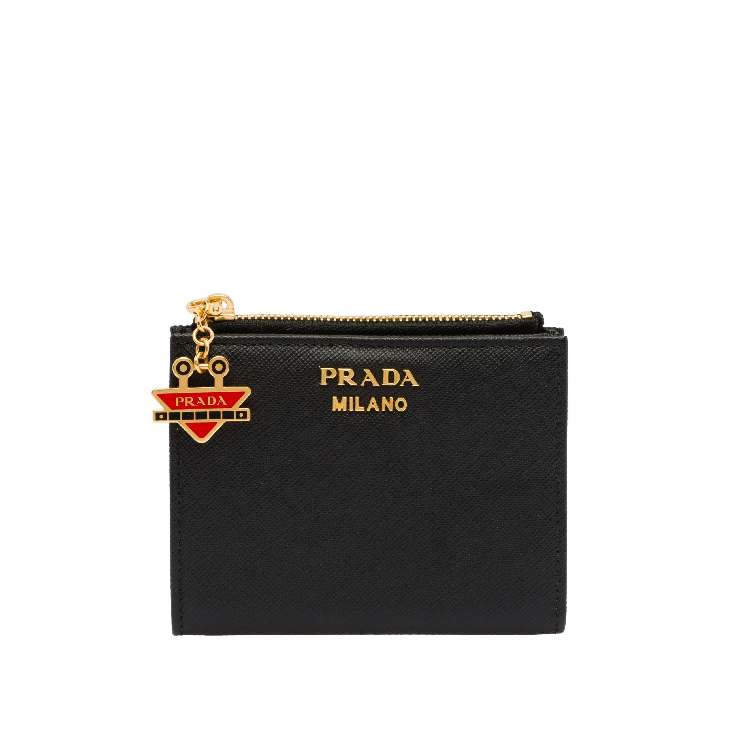 Prada Small Saffiano Leather Wallet in Black - Lyst