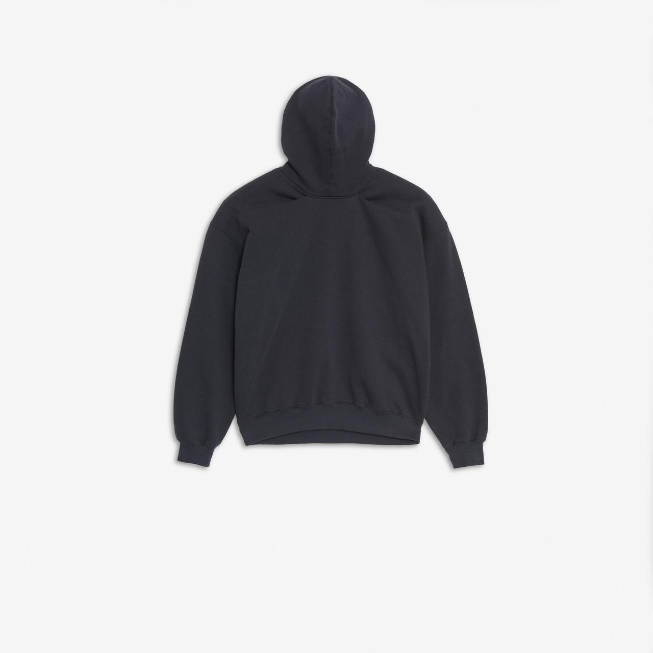 Balenciaga Fleece Glossy Back Pulled Hoodie in Washed Black / Pink ...