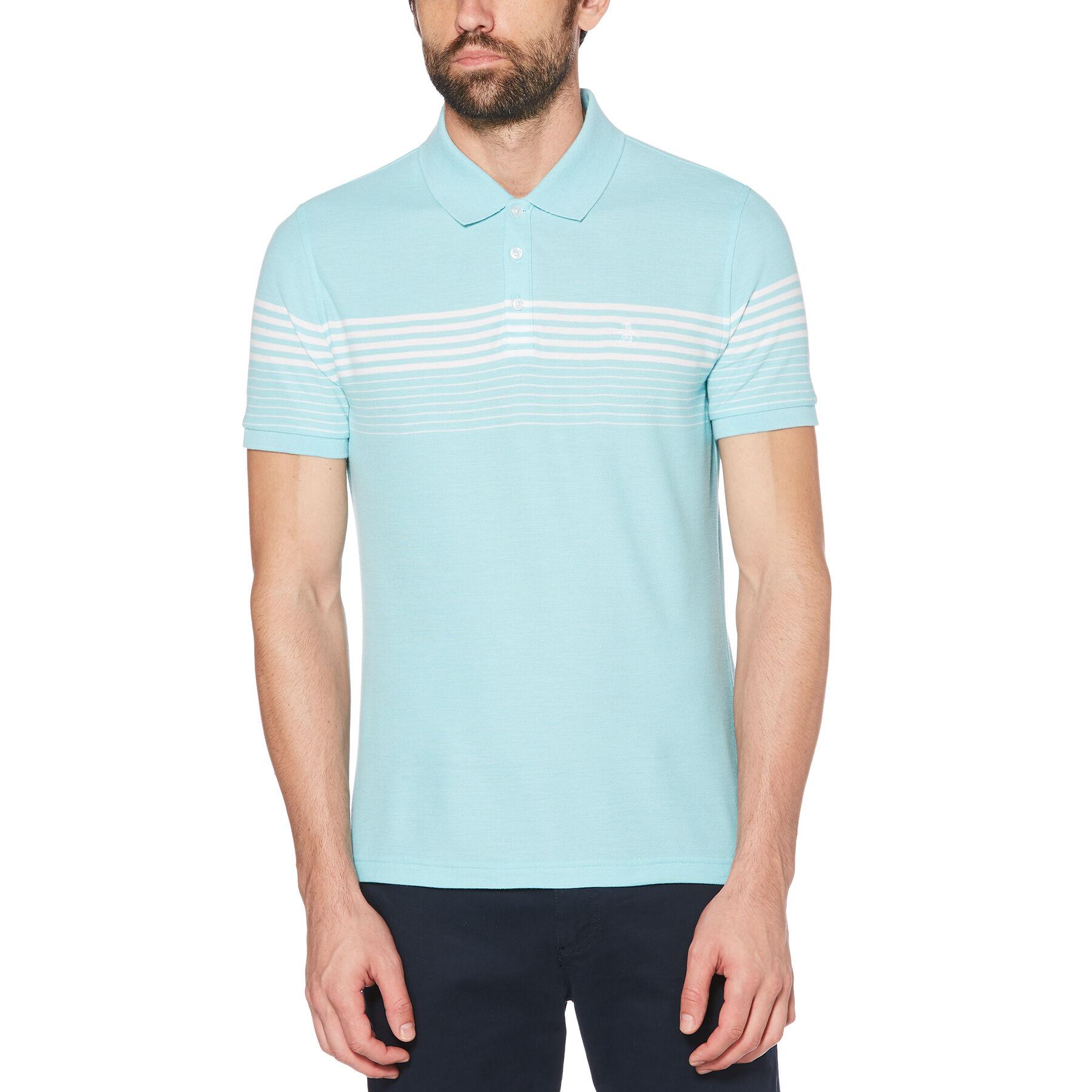 Original Penguin Heathered Engineered Stripe Polo in Blue for Men - Lyst