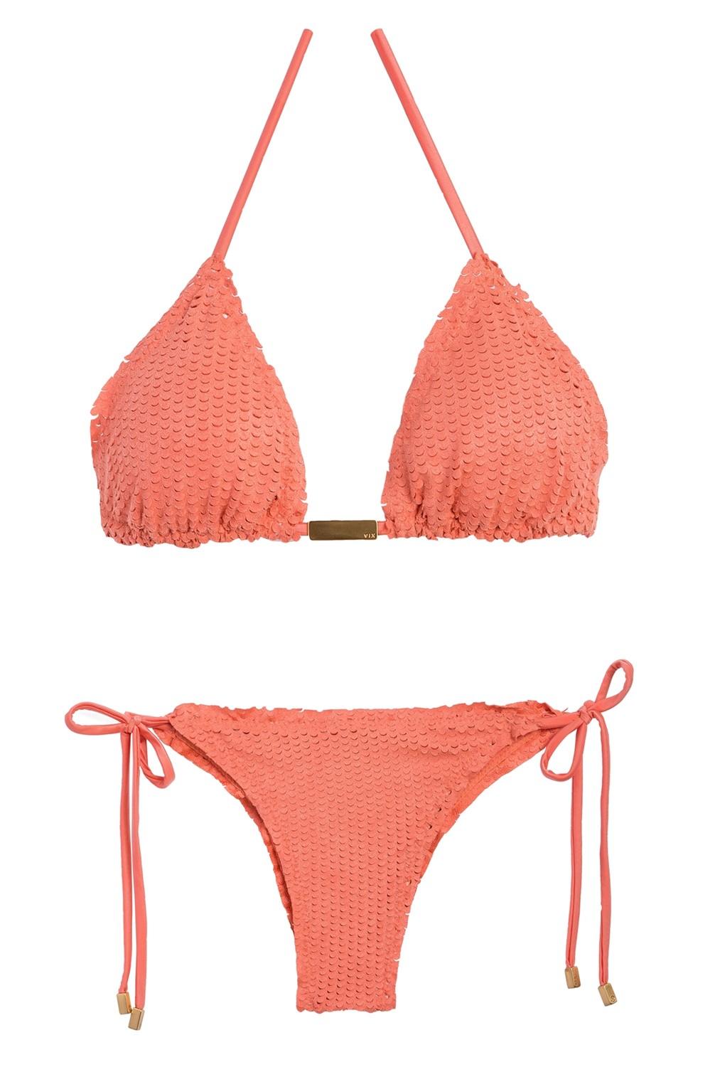 ViX Peach Scales Ripple Triangle String Bikini - Lyst