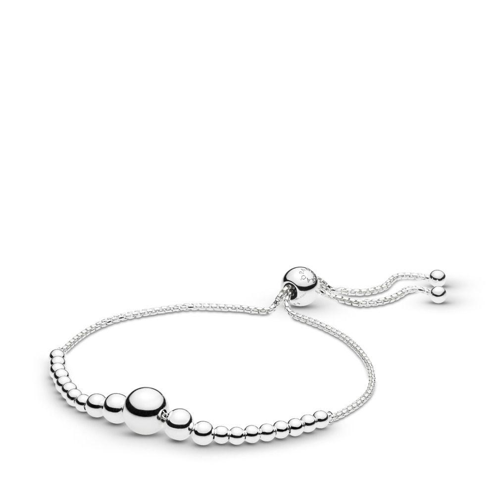 PANDORA String Of Beads Sliding Bracelet in Metallic - Lyst