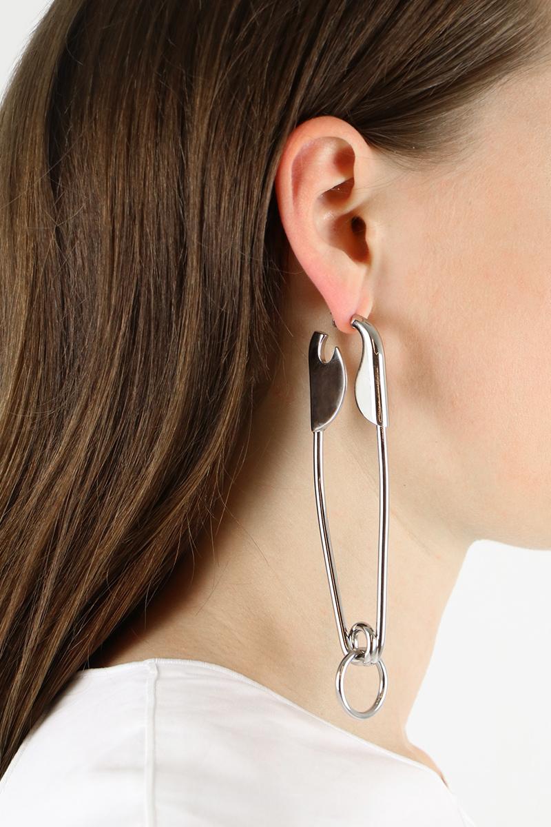 Lyst Balenciaga Safety Pin Drop Earring Silver In Metallic Gallery