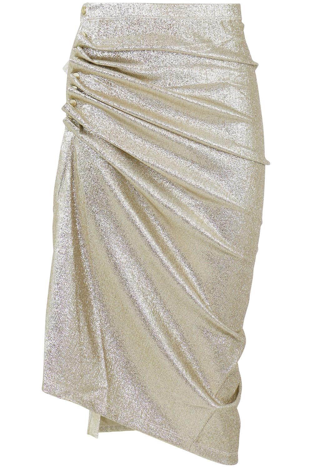 Paco Rabanne Asymmetric Ruched Skirt Gold in Metallic - Lyst
