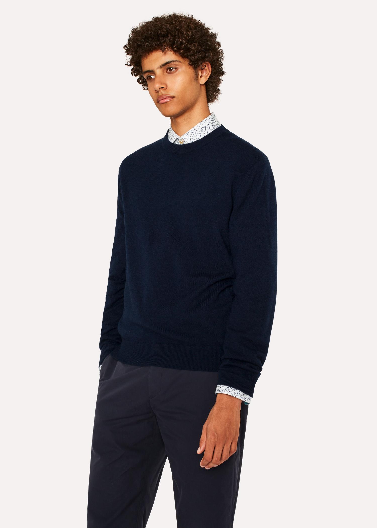 Paul Smith Navy Cashmere Crew Neck Sweater in Blue for Men - Lyst