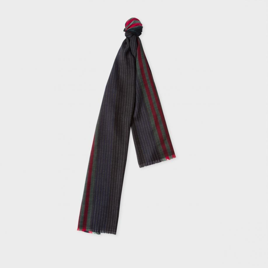 silk for edges hair scarf Scarf in Gray Lyst Wool Varied for Men  Stripe silk Men's Navy (Navy)